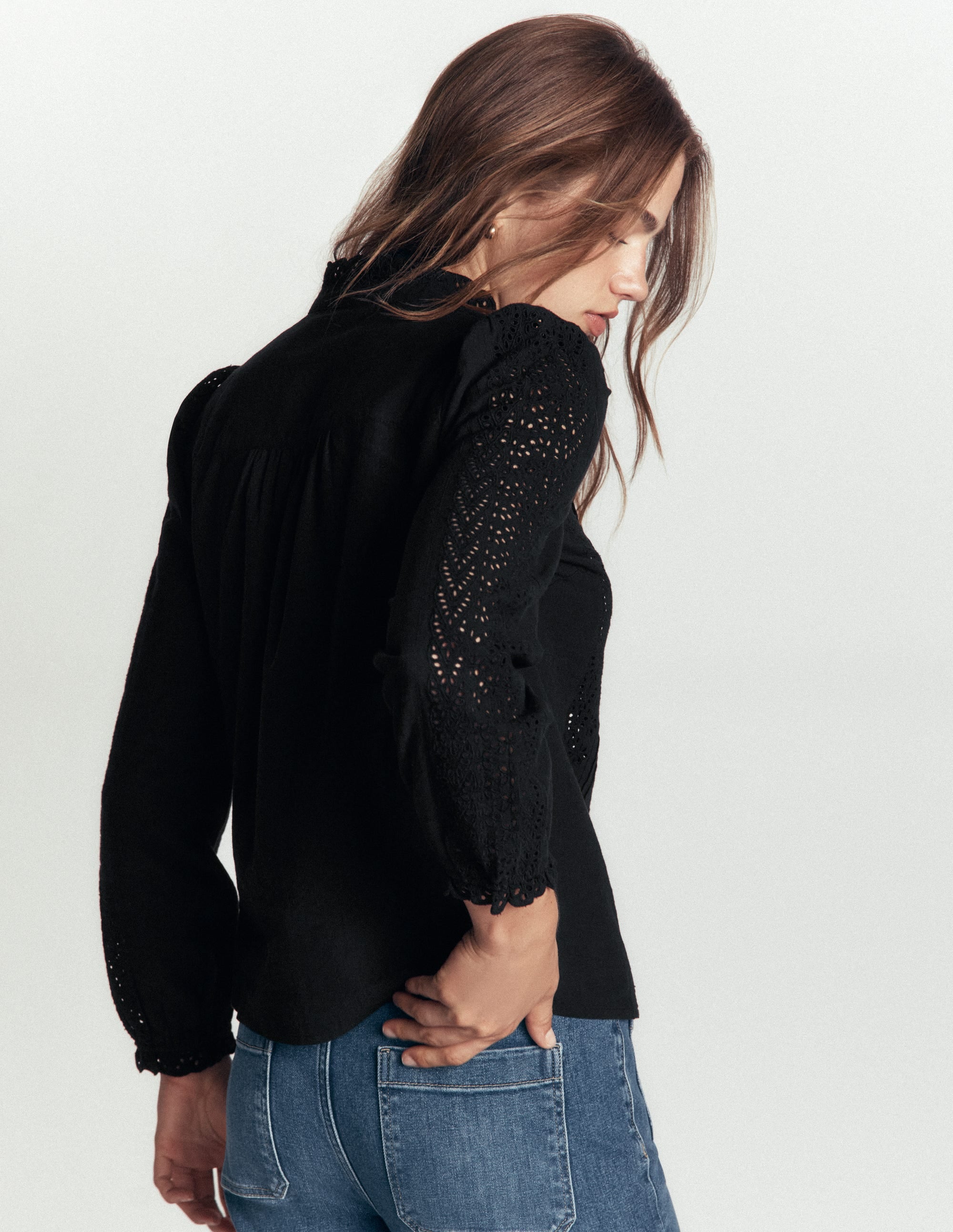 Broderie Cotton Top-Black Broderie - Image 3