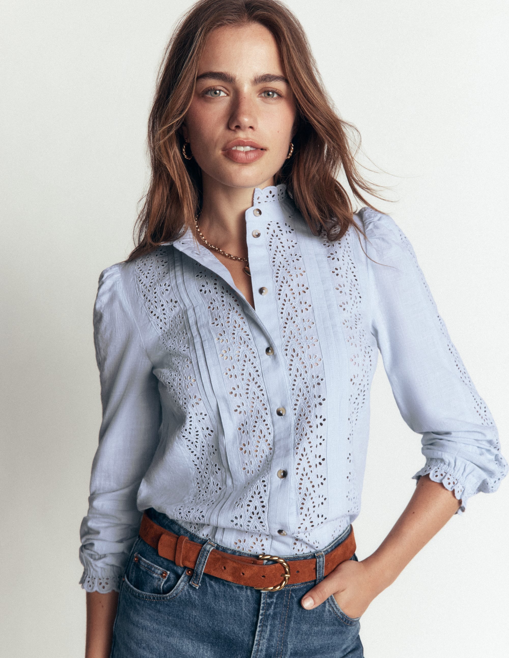 Broderie Cotton Top-Misty Blue Broderie - Image 4