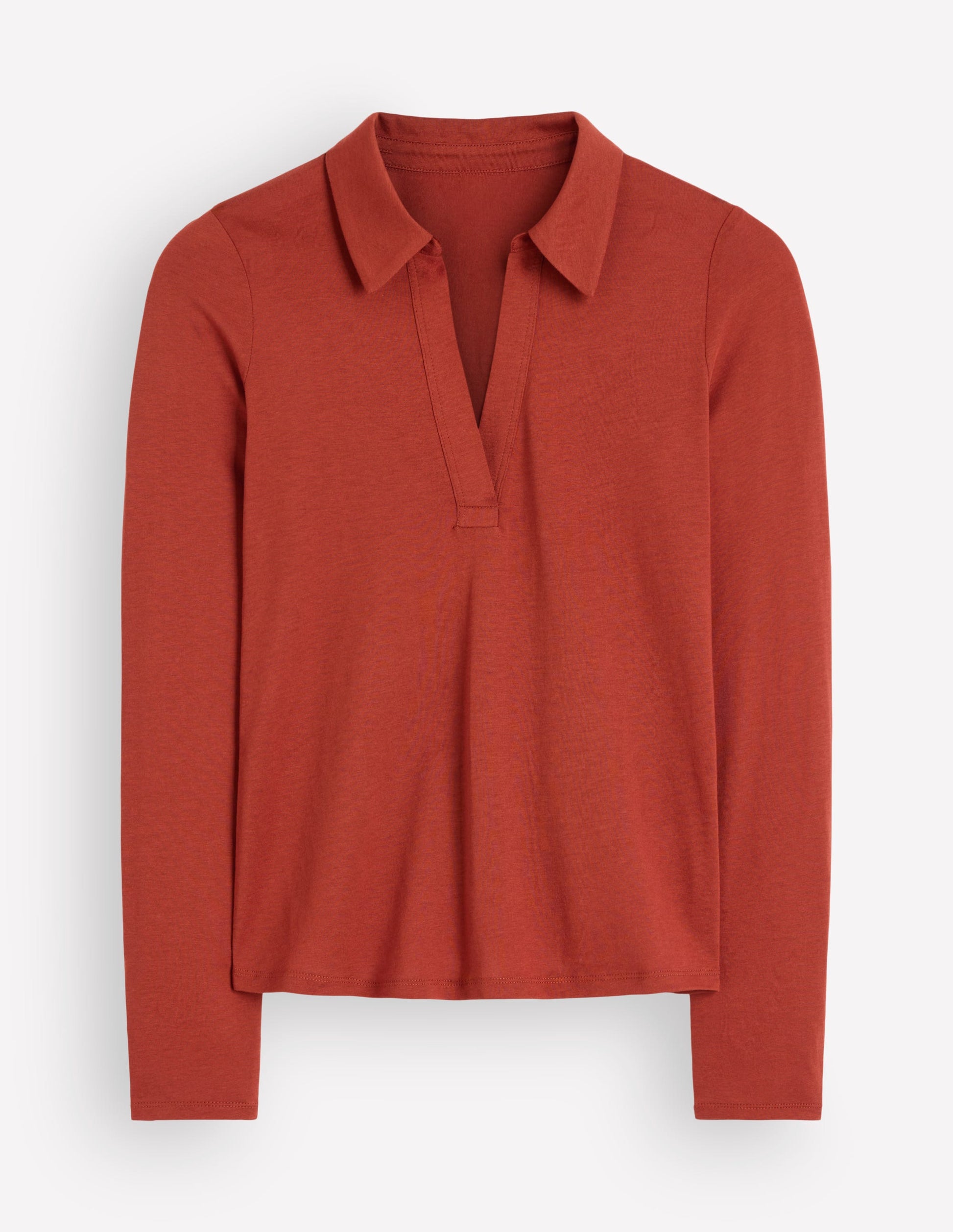 Open Collar Notch Neck-Burnt Orange-5
