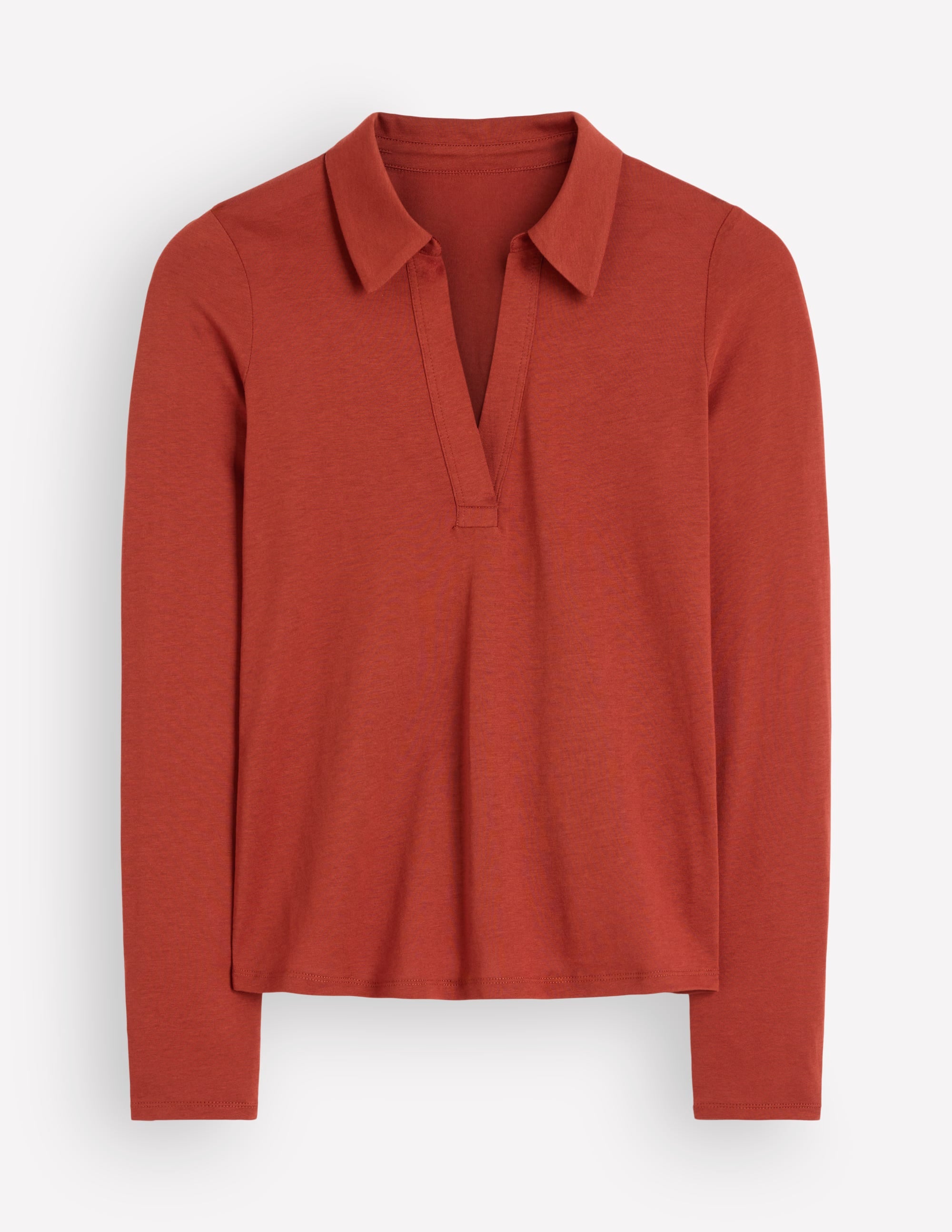 Open Collar Notch Neck-Burnt Orange - Image 5