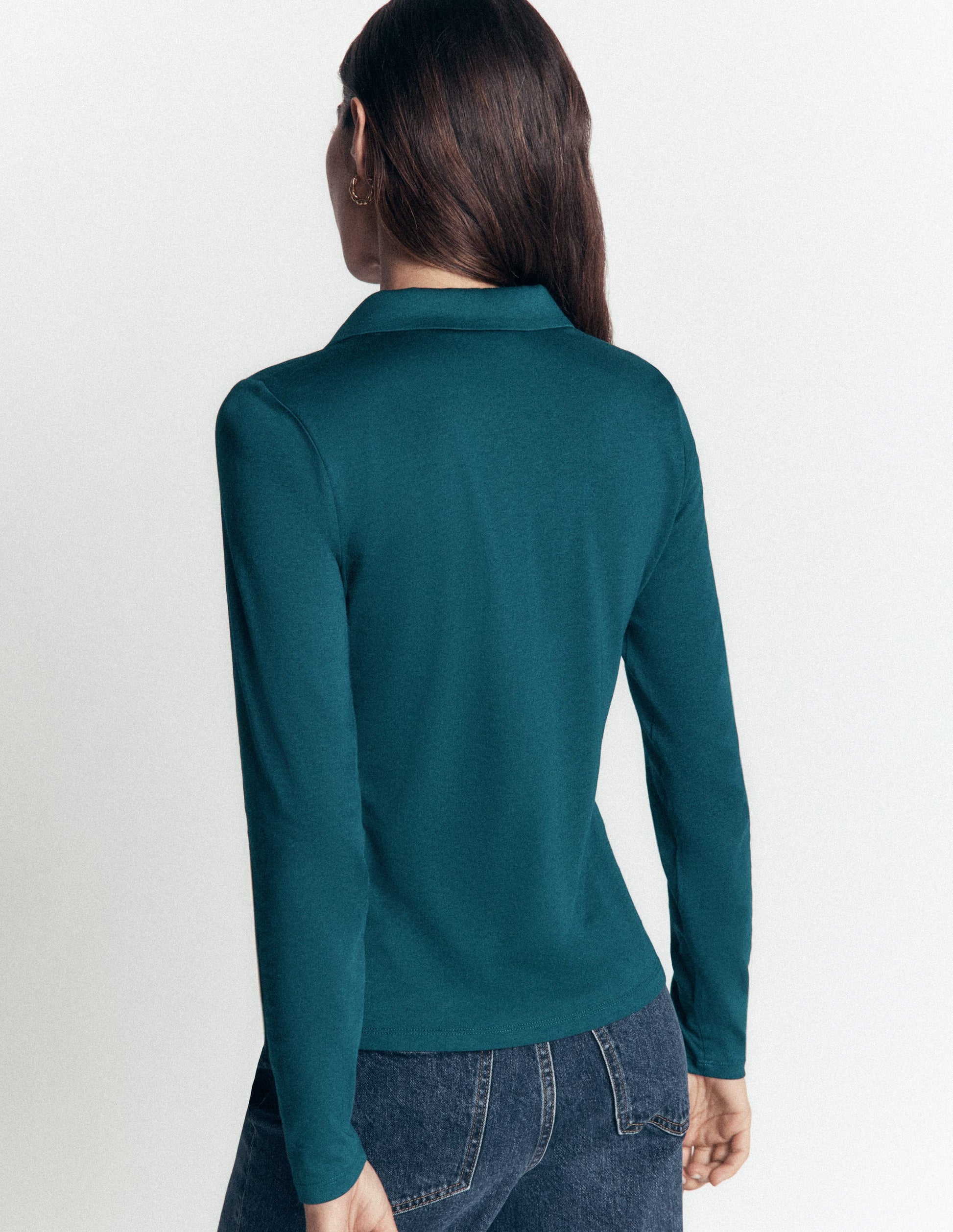 Open Collar Notch Neck-Midnight Teal-3