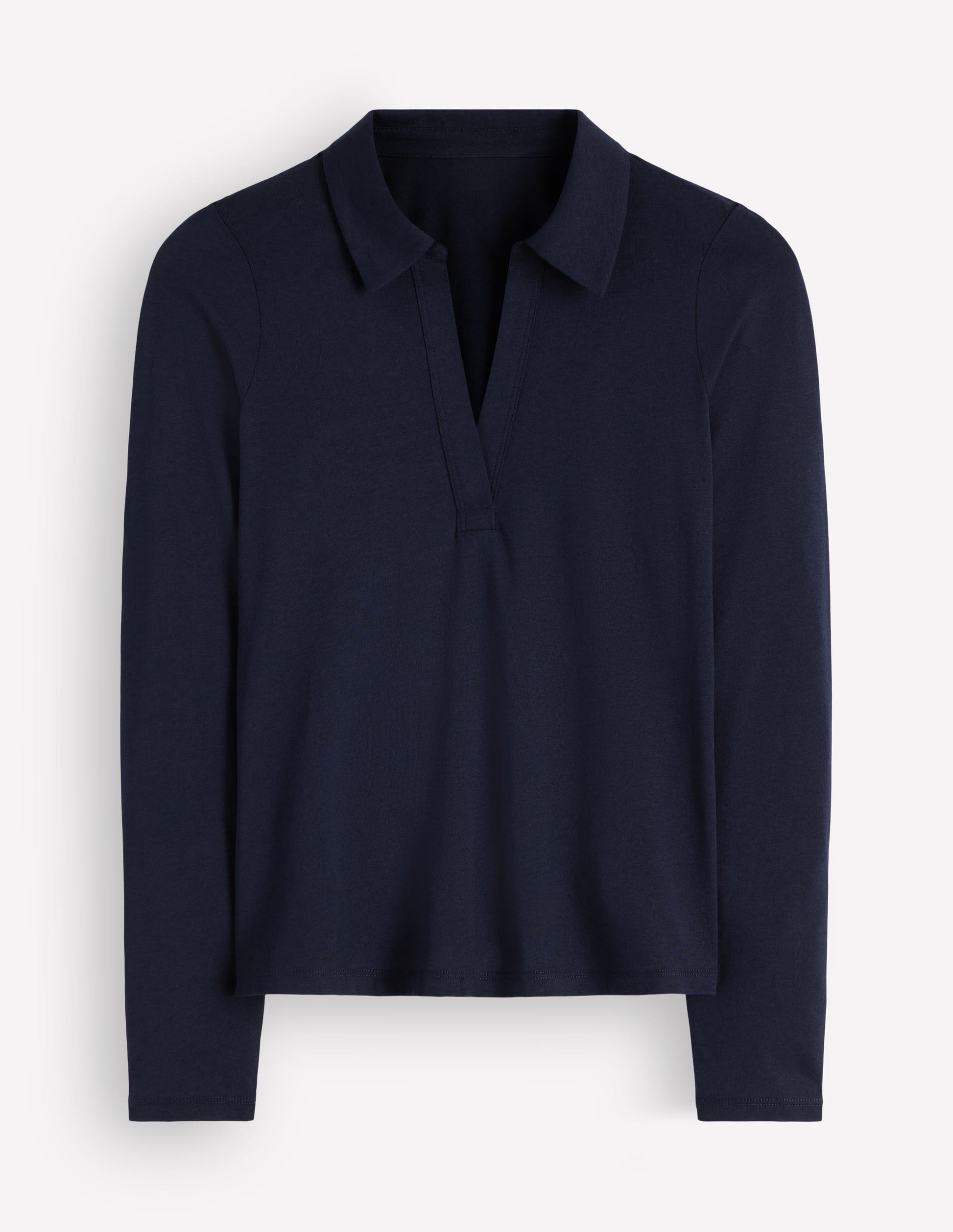 Open Collar Notch Neck-Navy-6