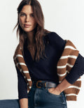 Open Collar Notch Neck-Navy