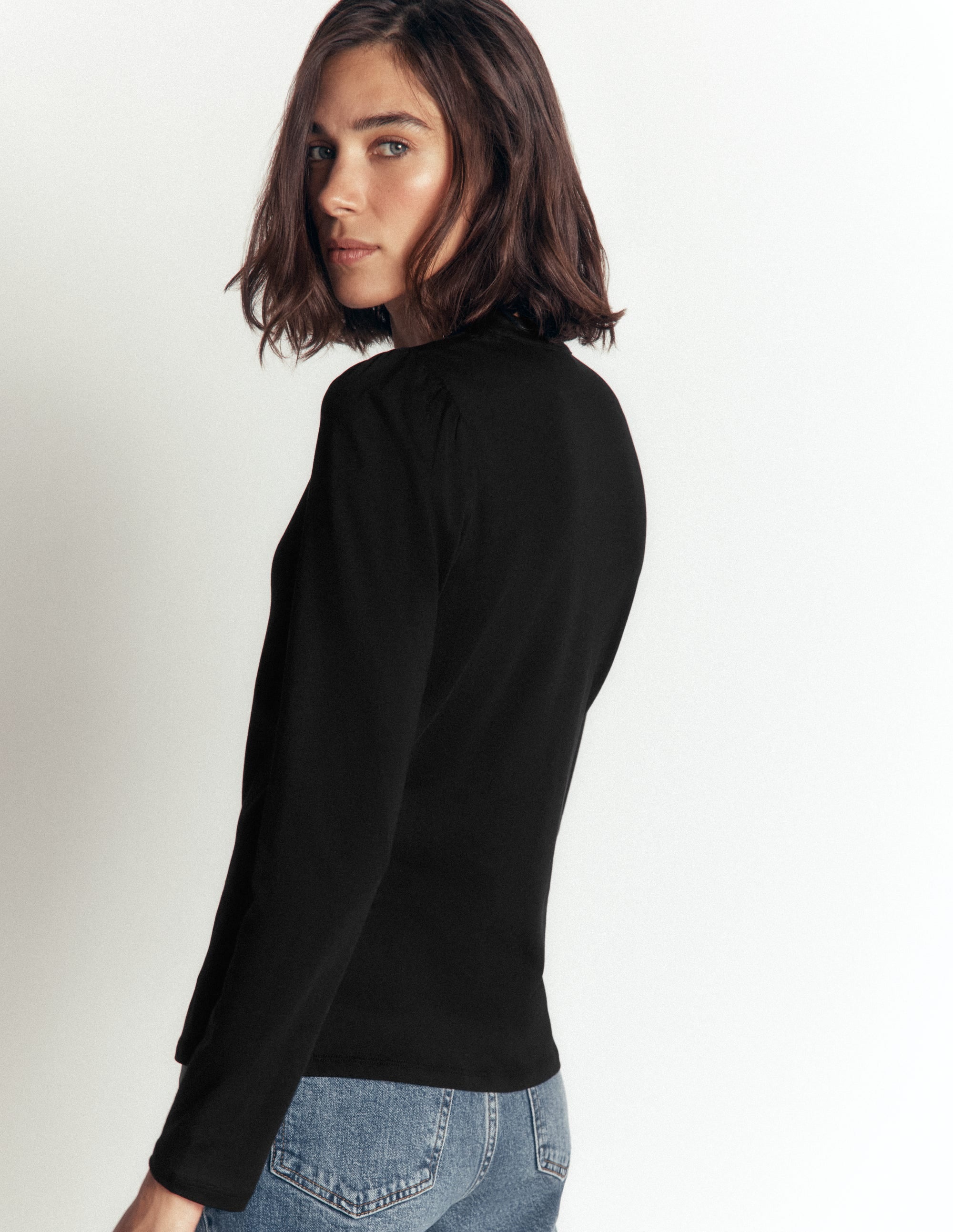 Supersoft Puff Sleeve Shirt-Black - Image 2