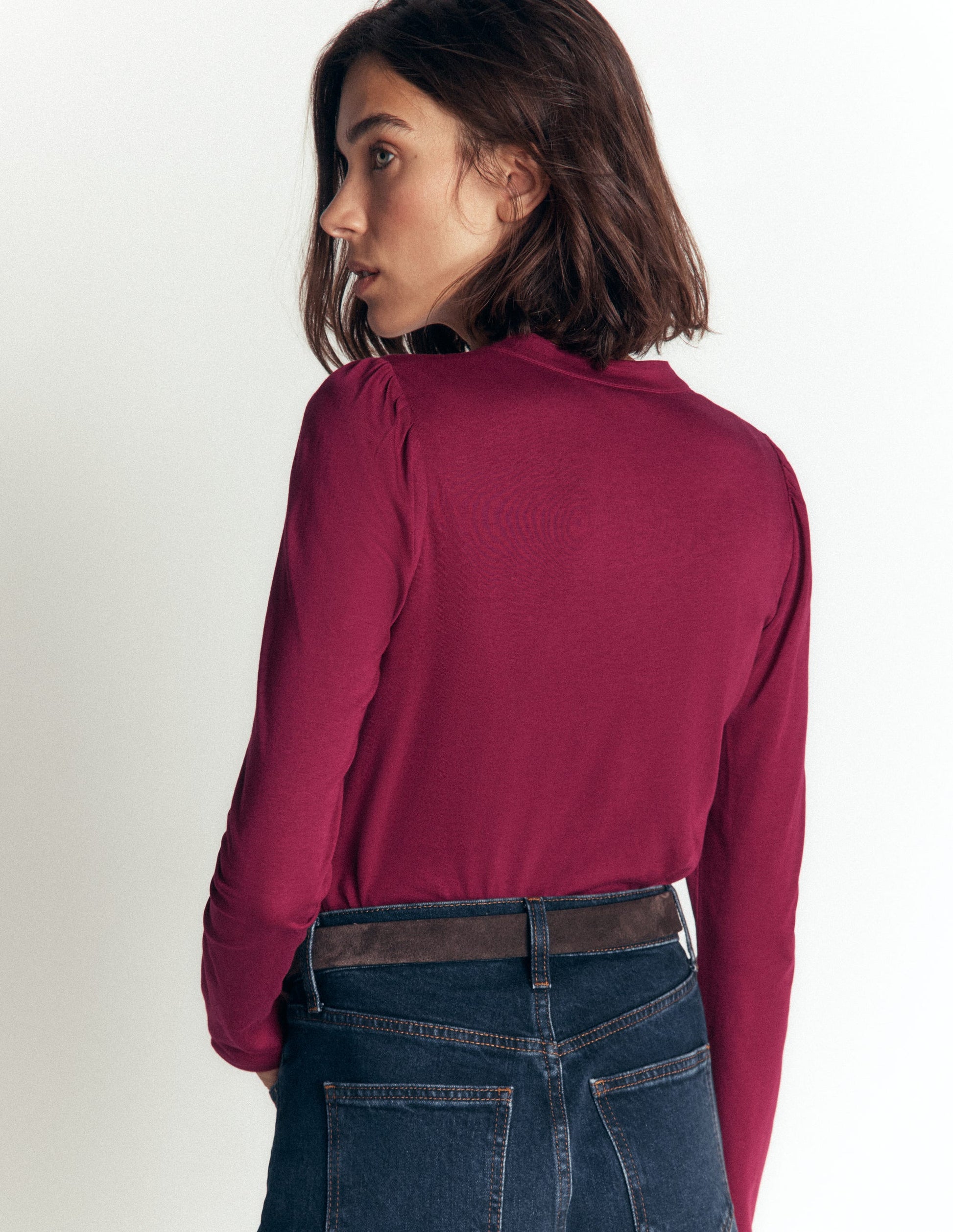 Supersoft Puff Sleeve Shirt-Beetroot Red-3