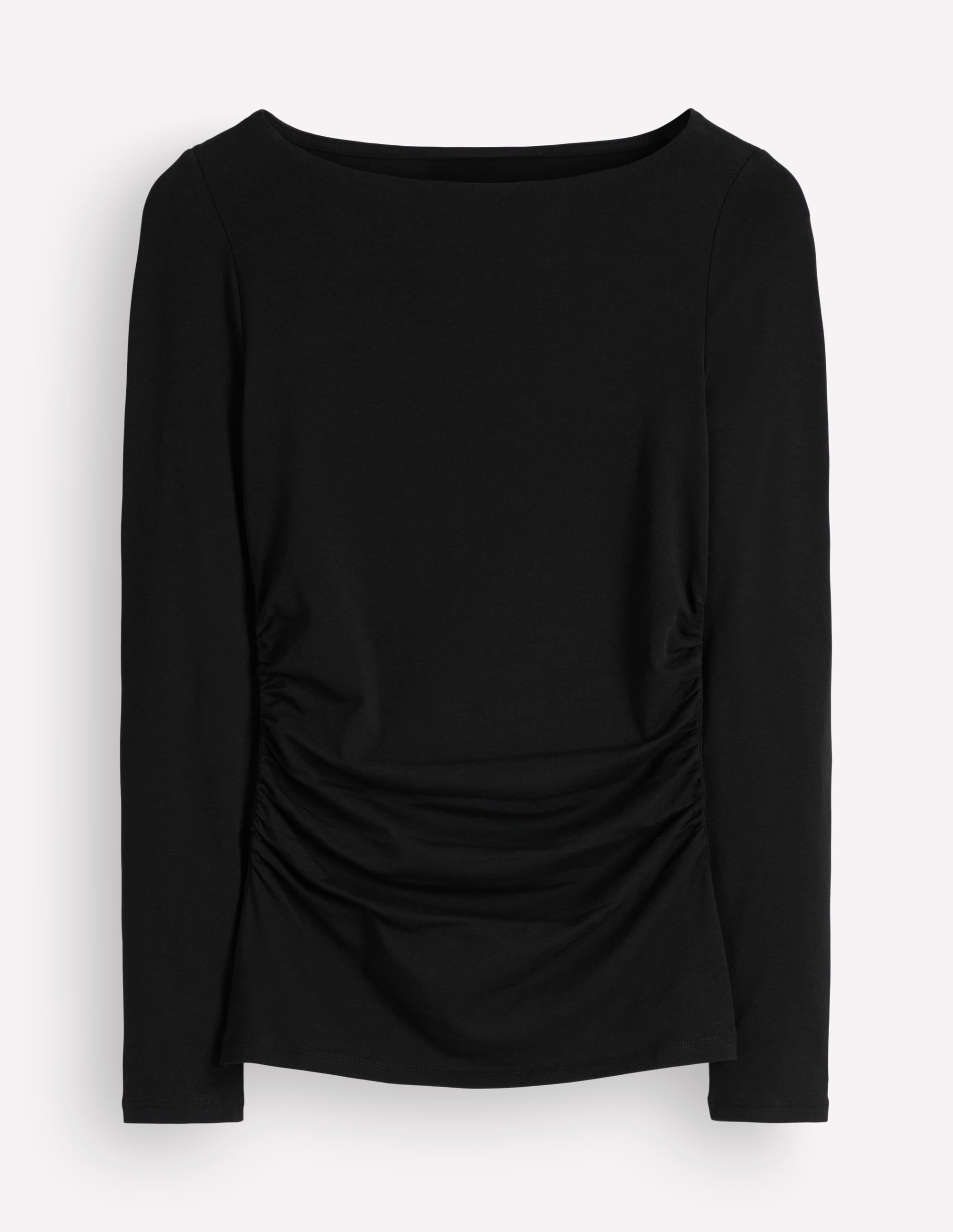 Ruched Long Sleeve Top-Black - Image 5
