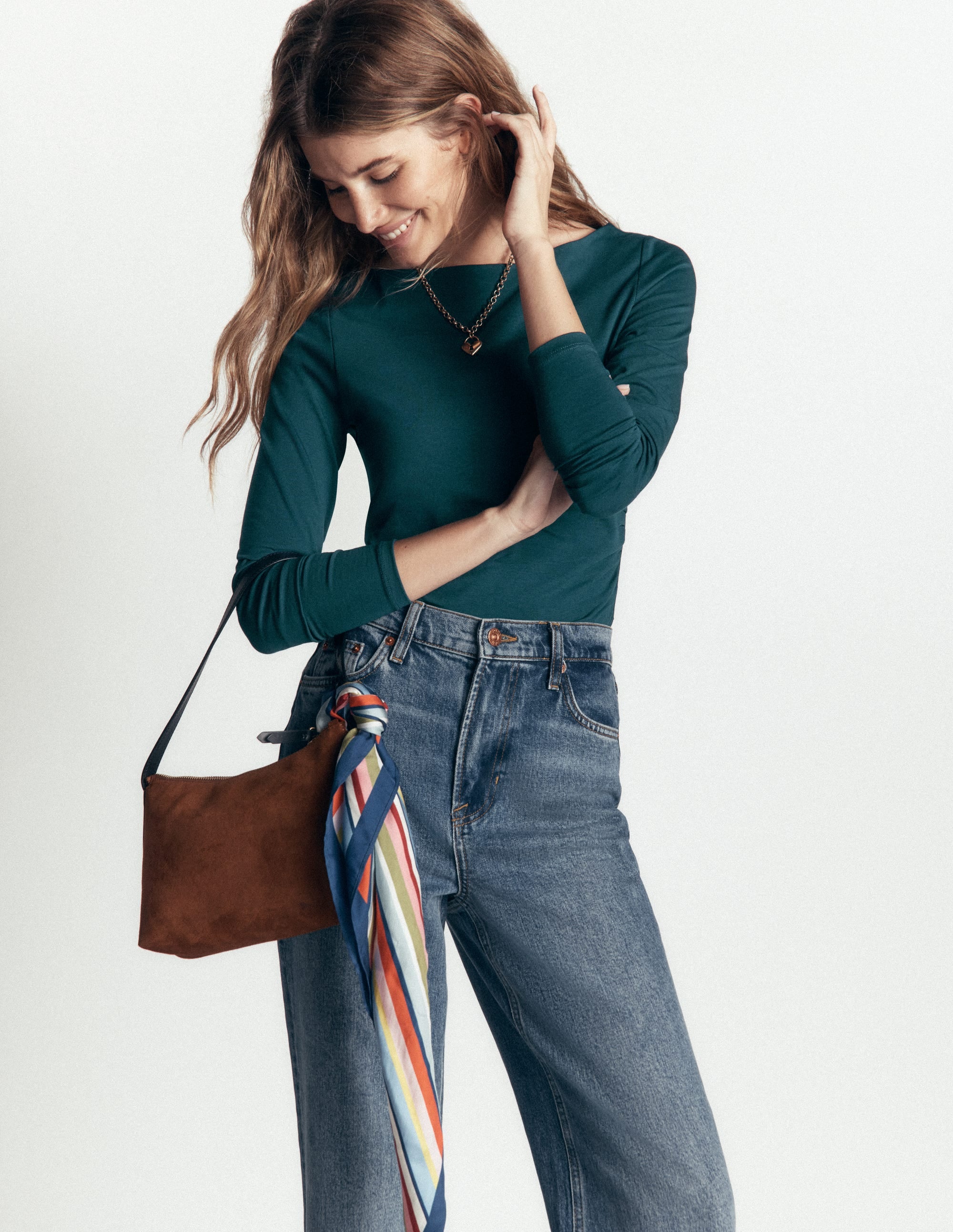 Ruched Long Sleeve Top-Midnight Teal - Image 4