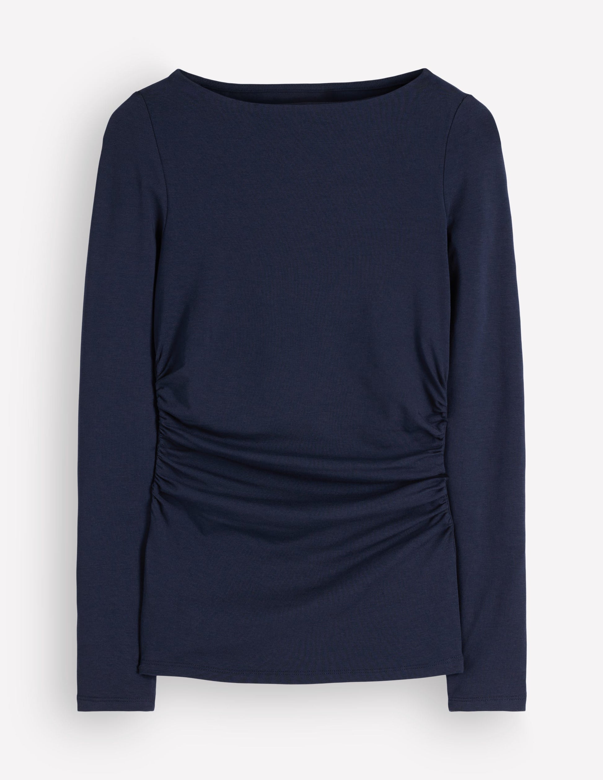 Ruched Long Sleeve Top-Navy-7