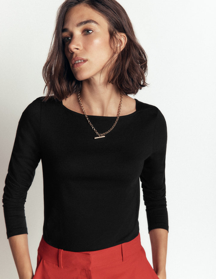 Supersoft Square Neck Top-Black