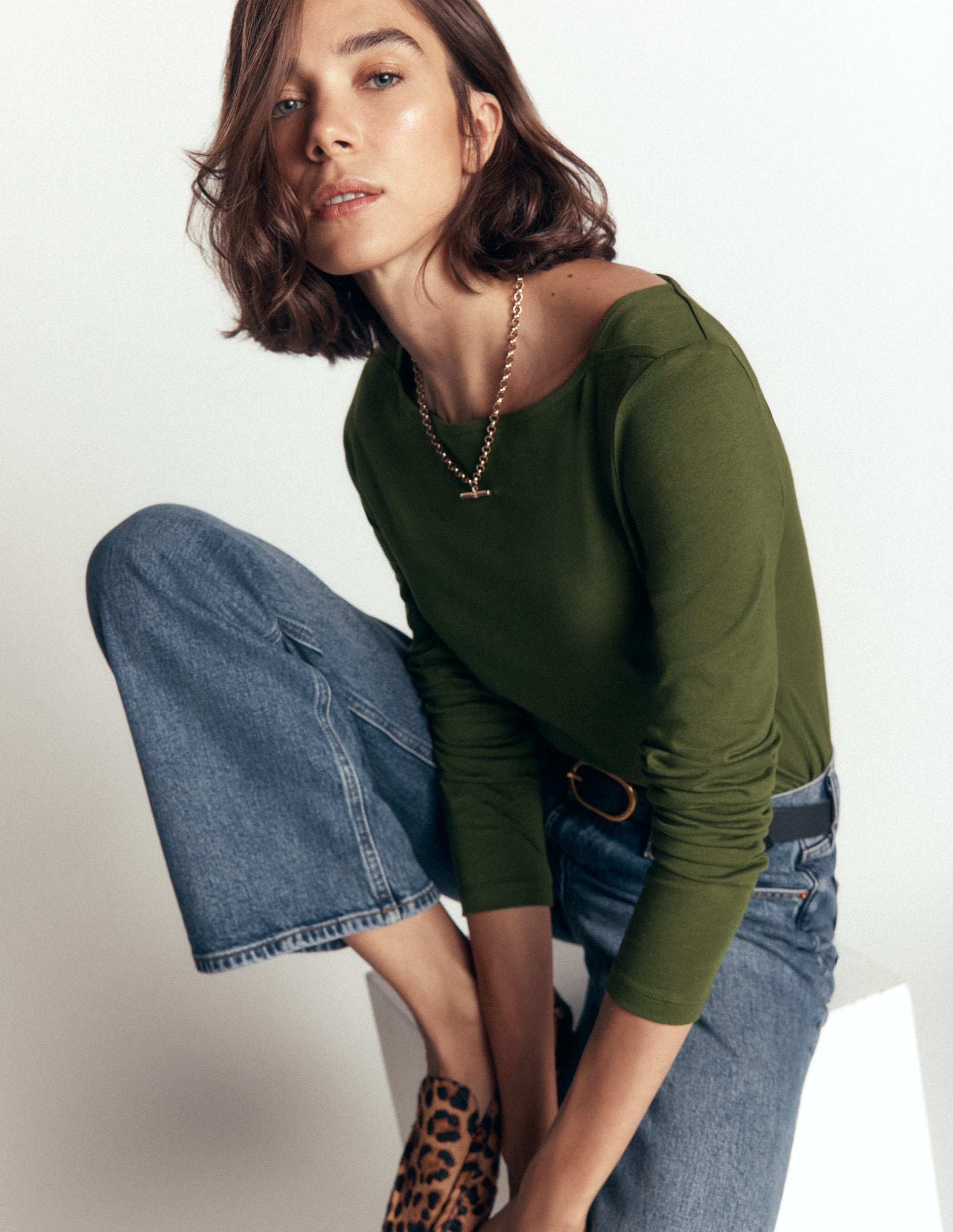 Supersoft Square Neck Top-Brunswick Green - Image 2