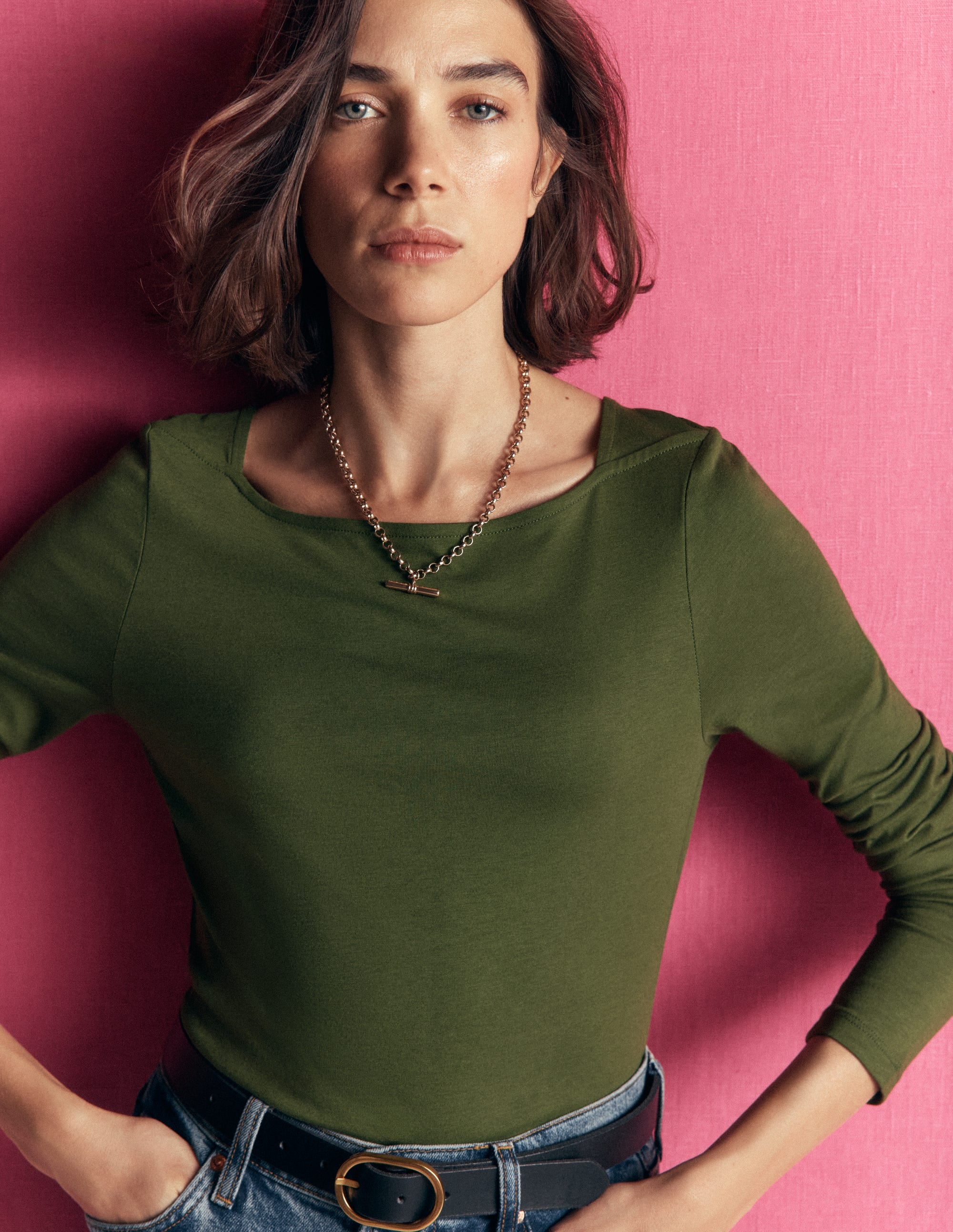Supersoft Square Neck Top-Brunswick Green - Image 1
