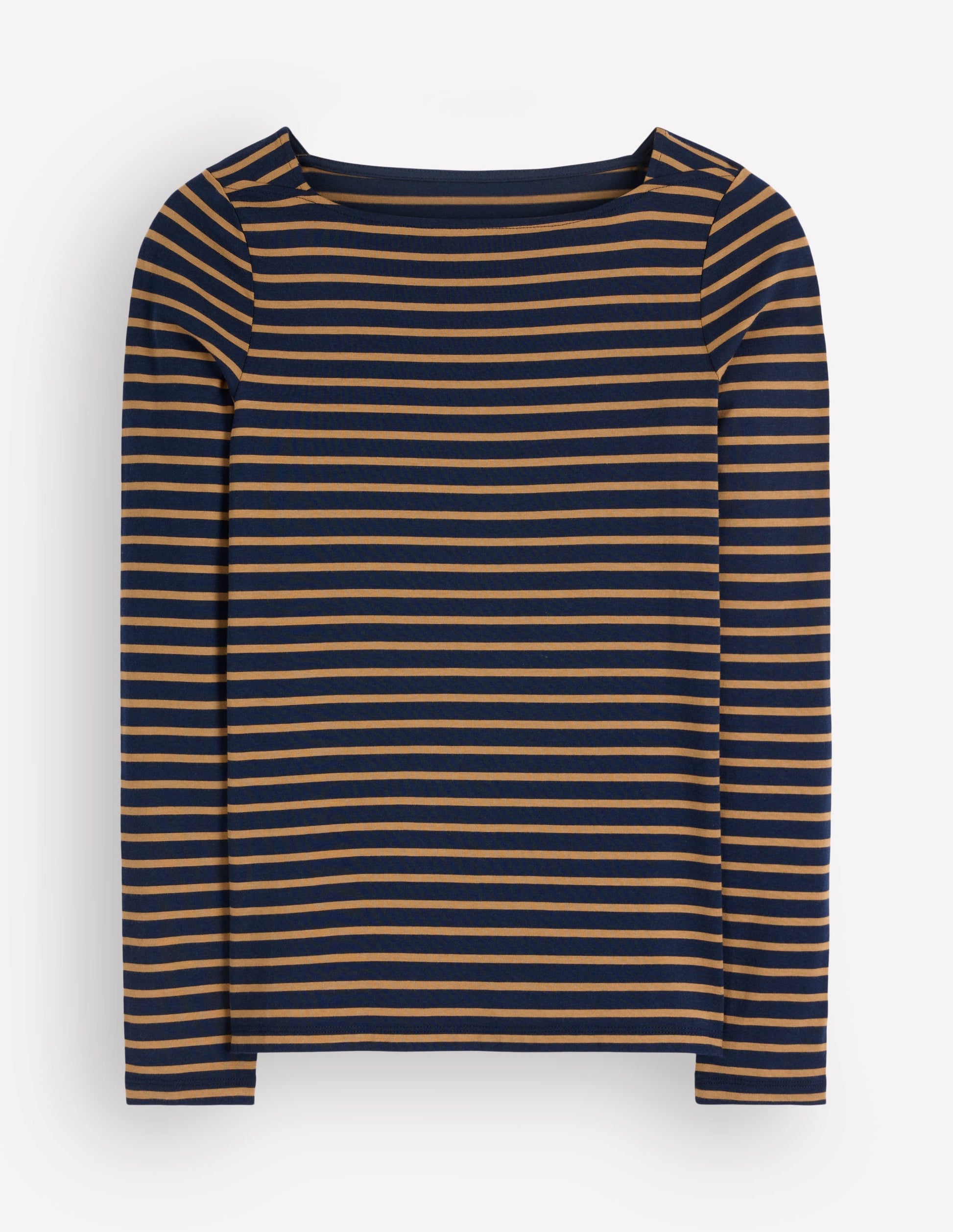 Supersoft Square Neck Top-Navy and Dijon Stripe-5