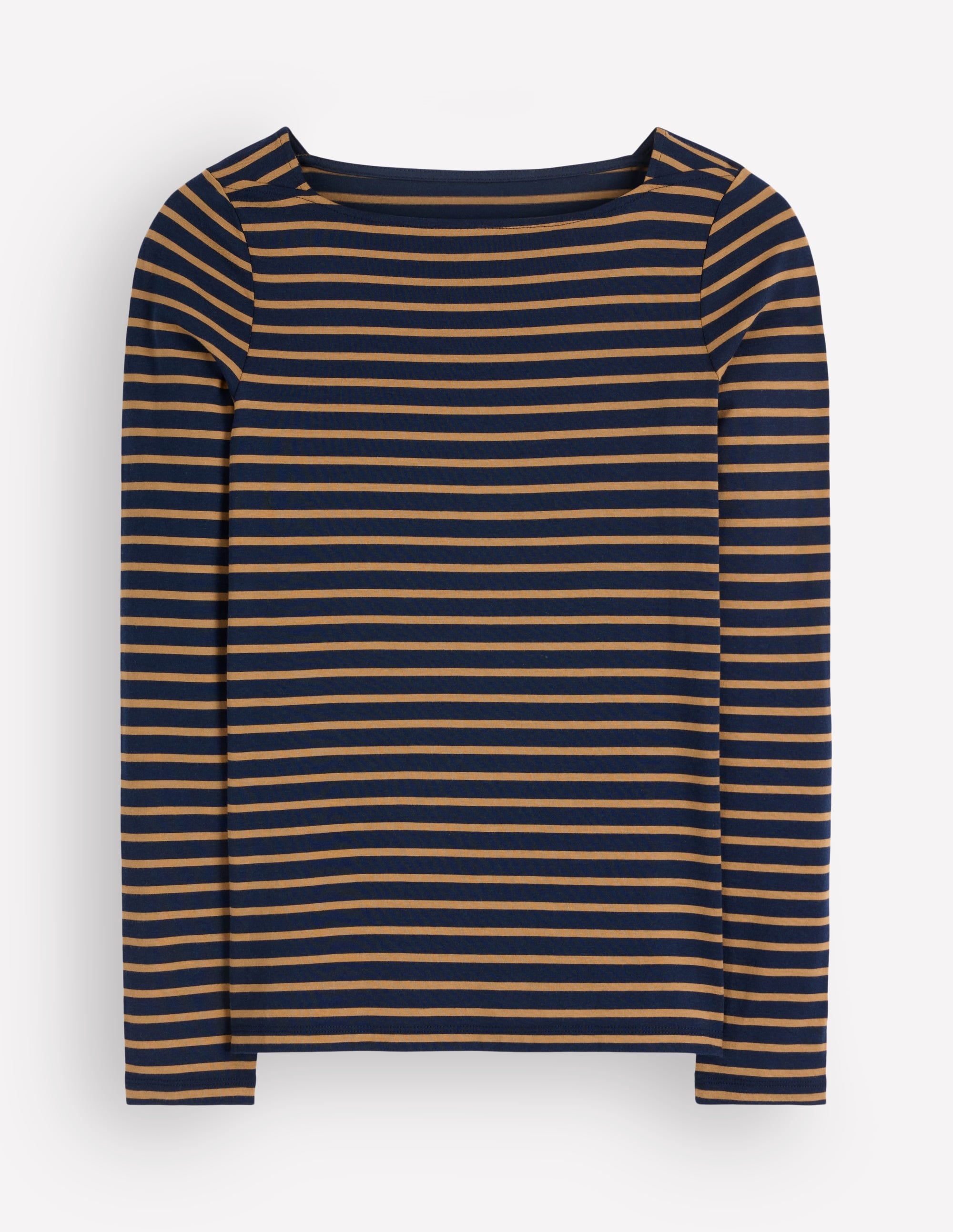 Supersoft Square Neck Top-Navy and Dijon Stripe - Image 5