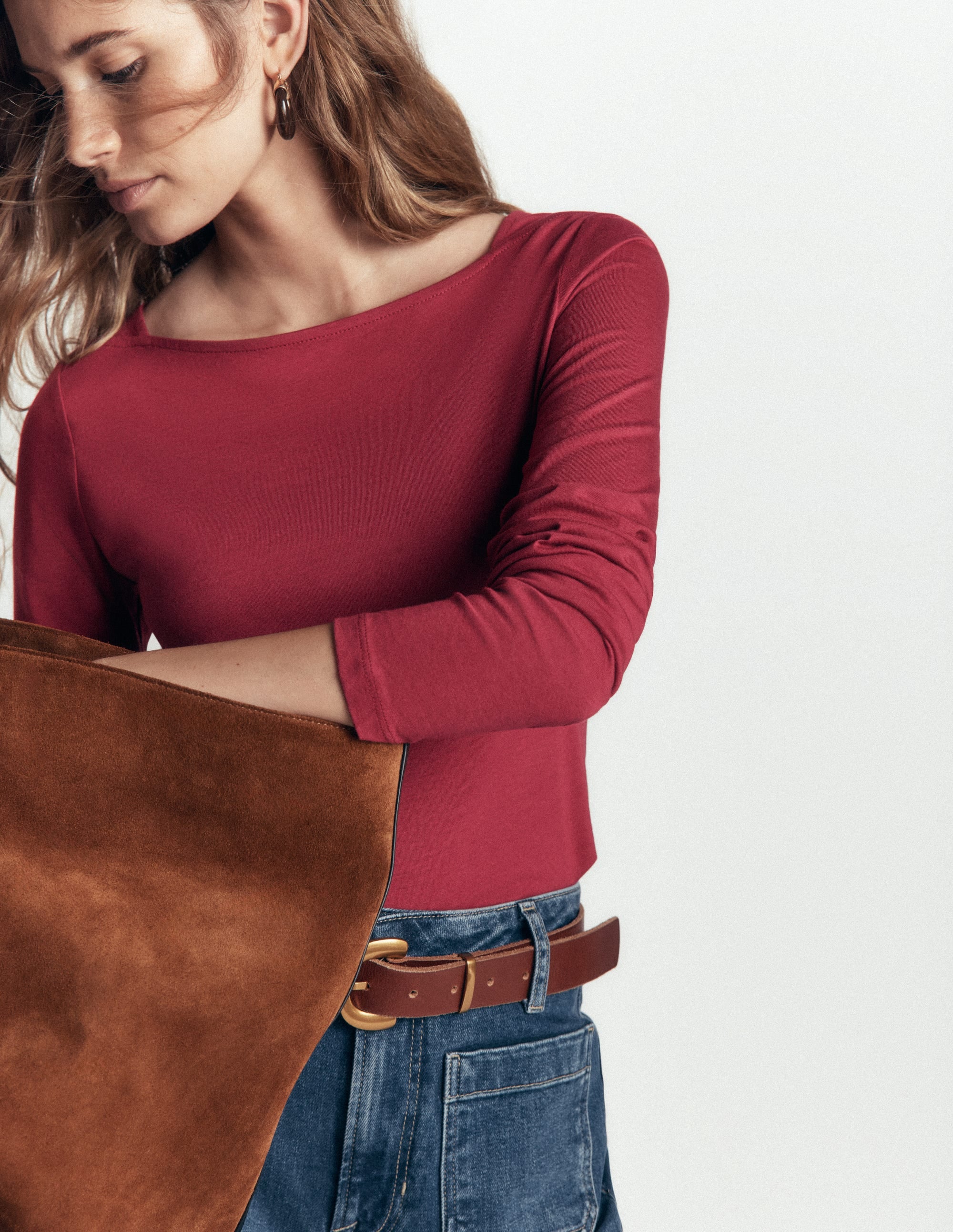 Supersoft Square Neck Top-Rich Chestnut - Image 1