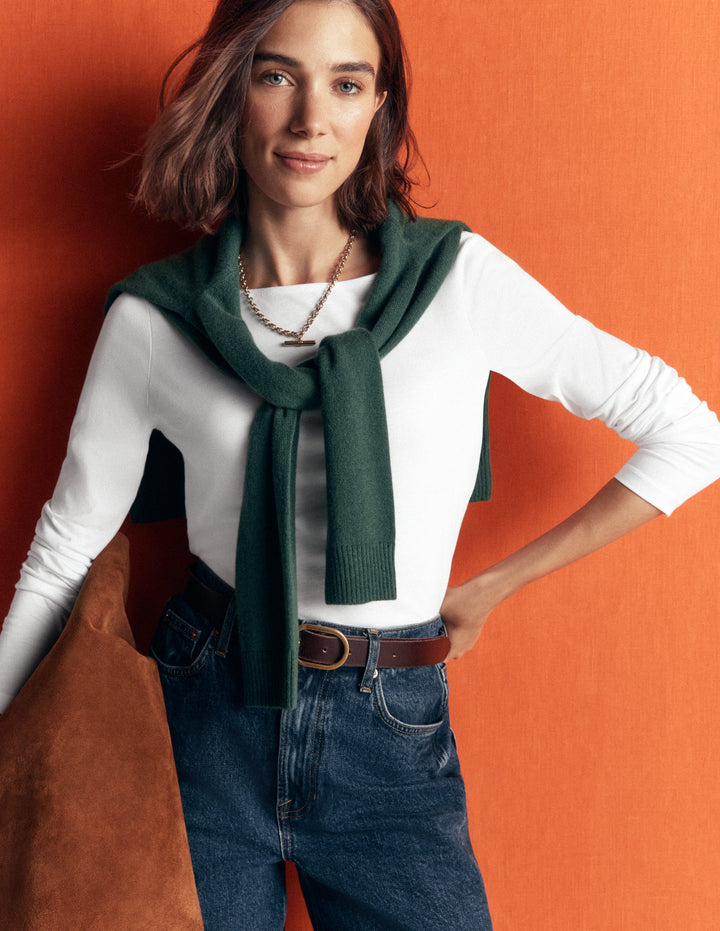 Supersoft Square Neck Top-White