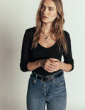 Essential V Neck Top-Black