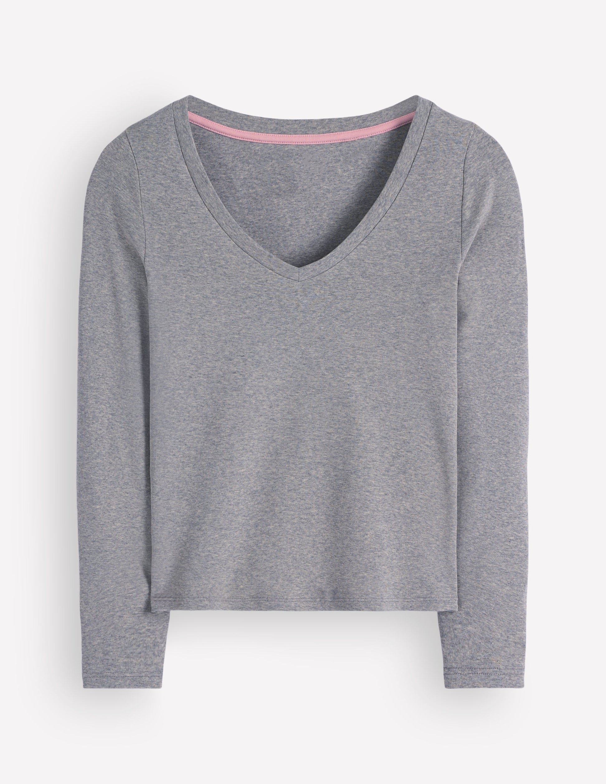 Essential V Neck Top-Grey Marl-5
