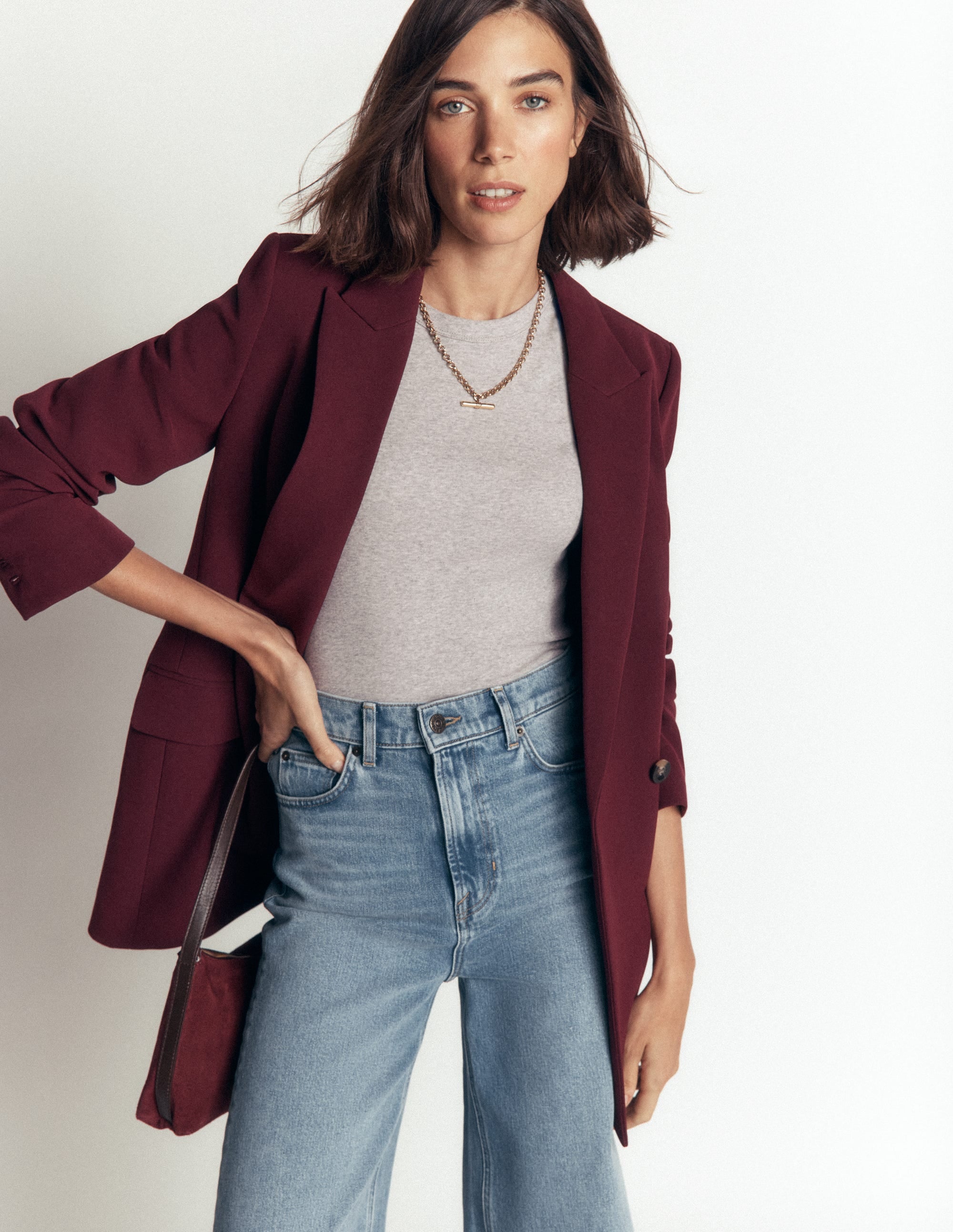 Annie Essential Crew Neck Top-Grey Marl - Image 3