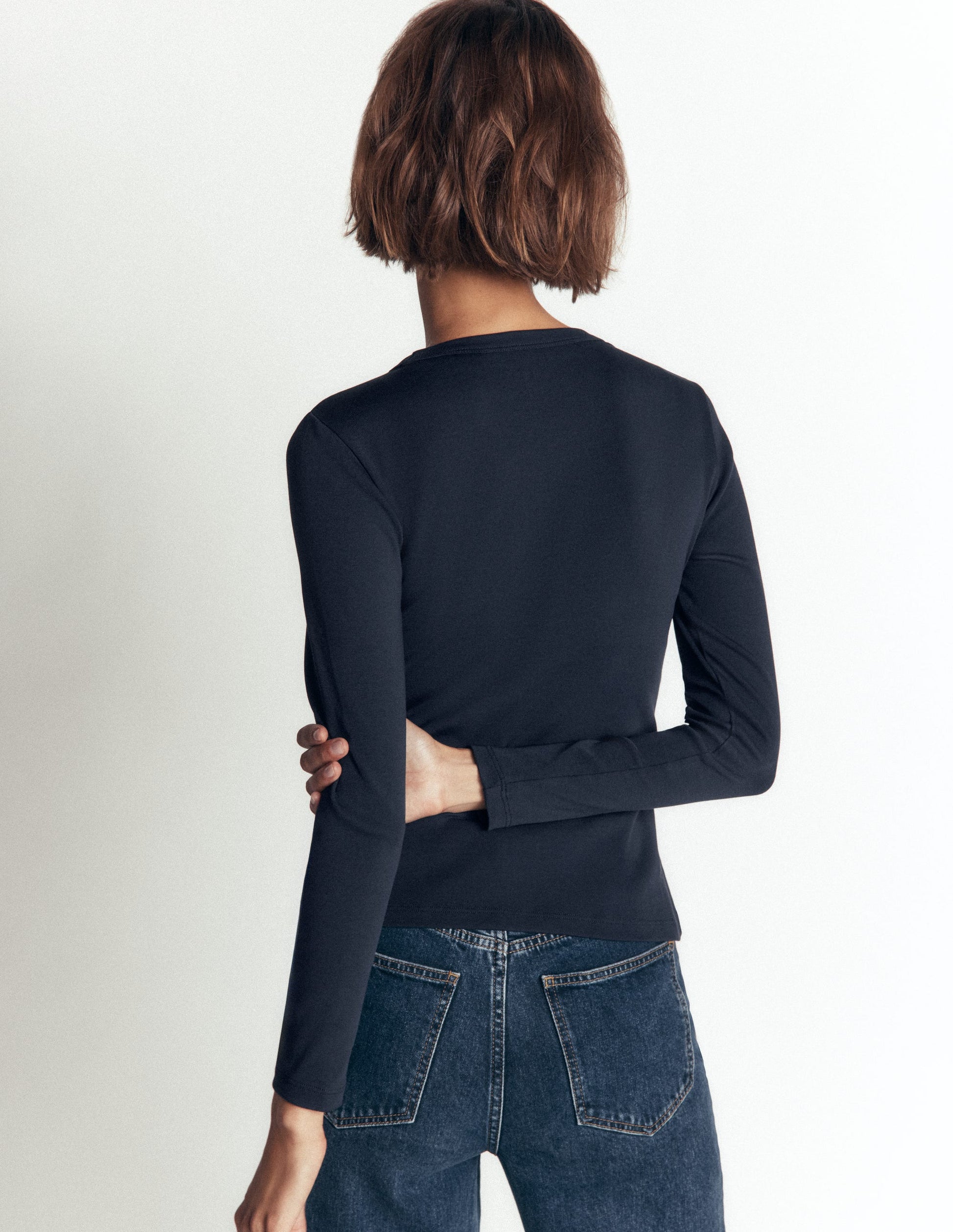 Annie Essential Crew Neck Top-NAVY-3
