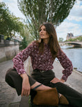 Deep Cuff Half Placket Blouse-Fudge, Enchanted Sprigs