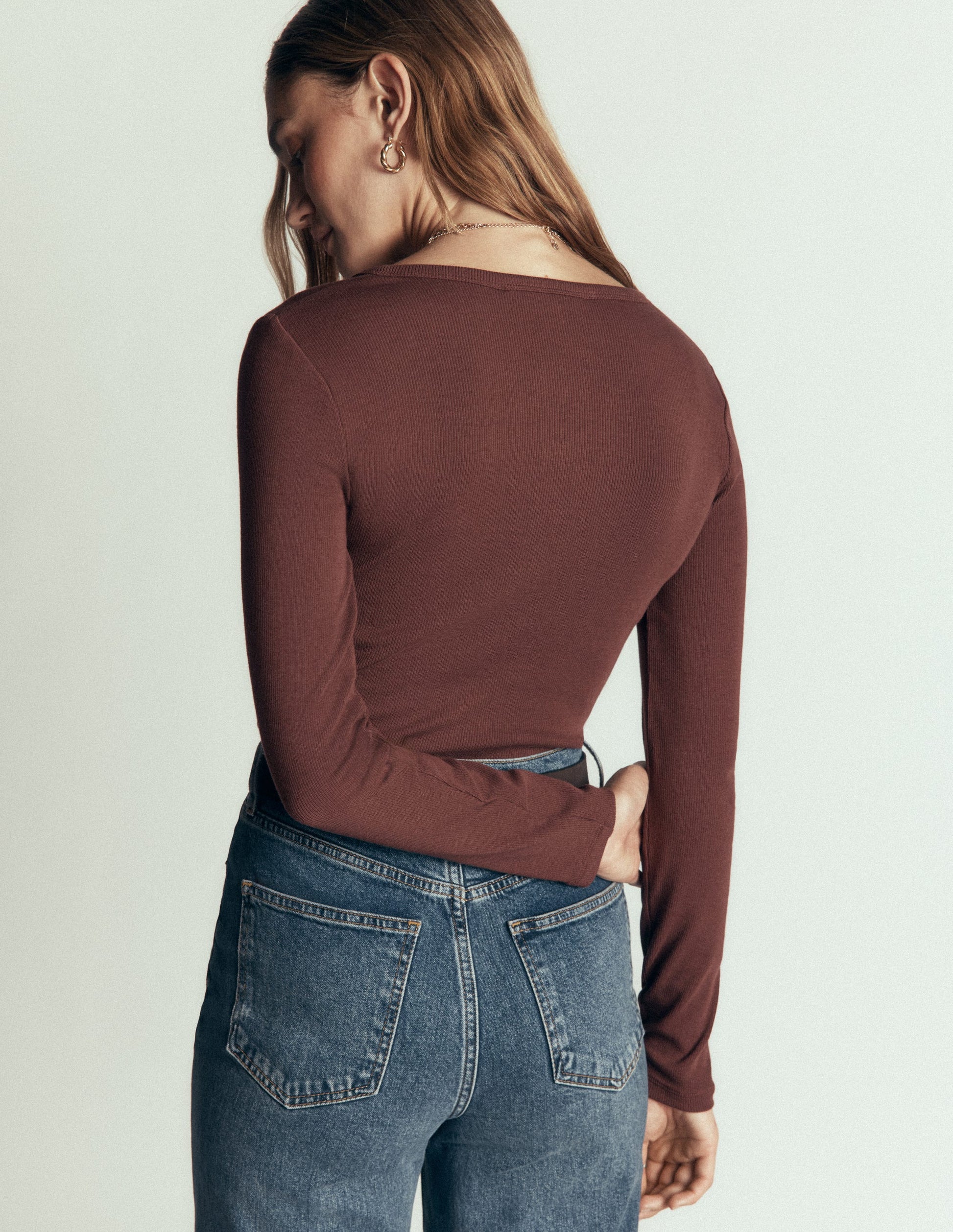 Ribbed Long Sleeve Henley-Fudgesickle-3