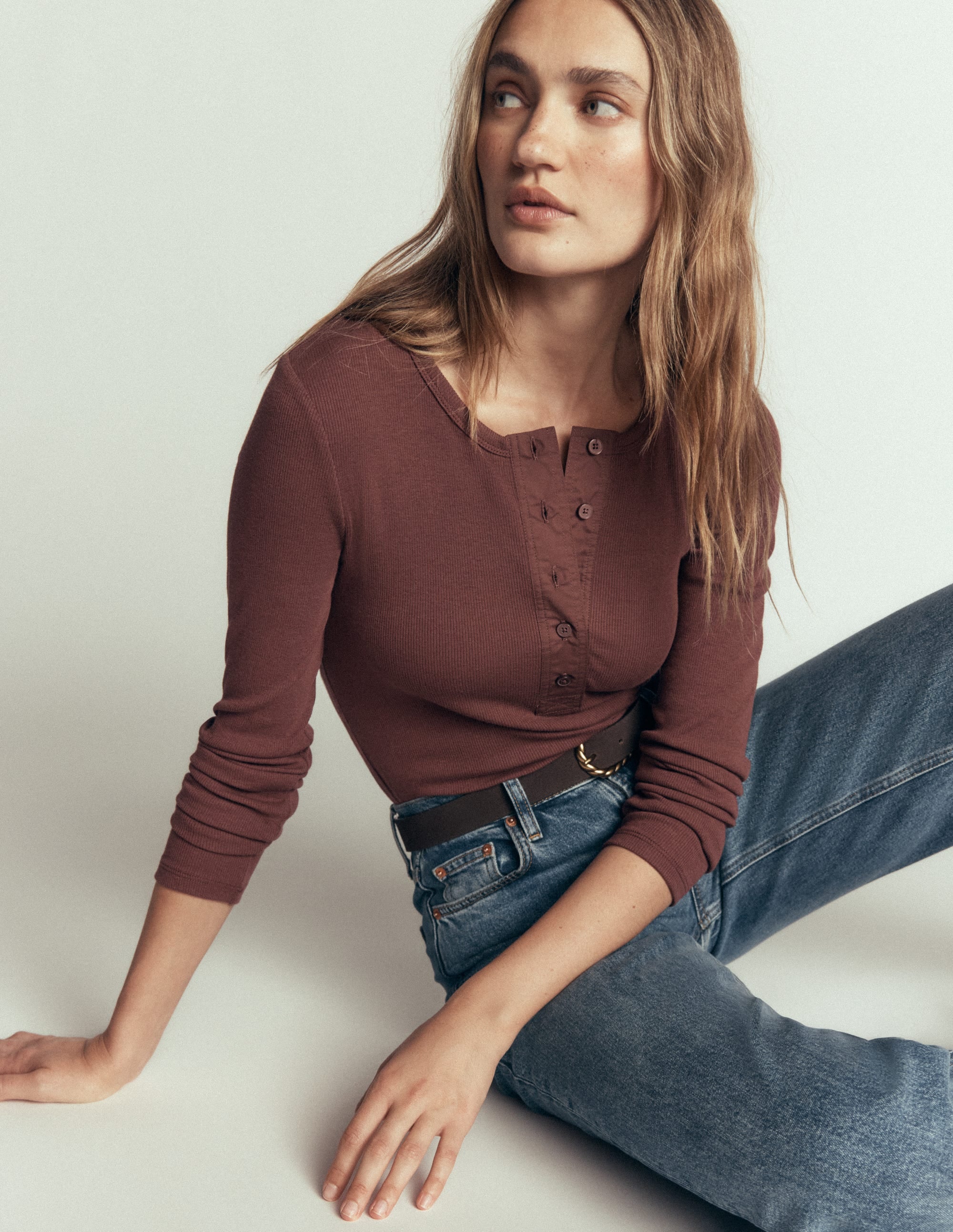 Ribbed Long Sleeve Henley-Fudgesickle - Image 4