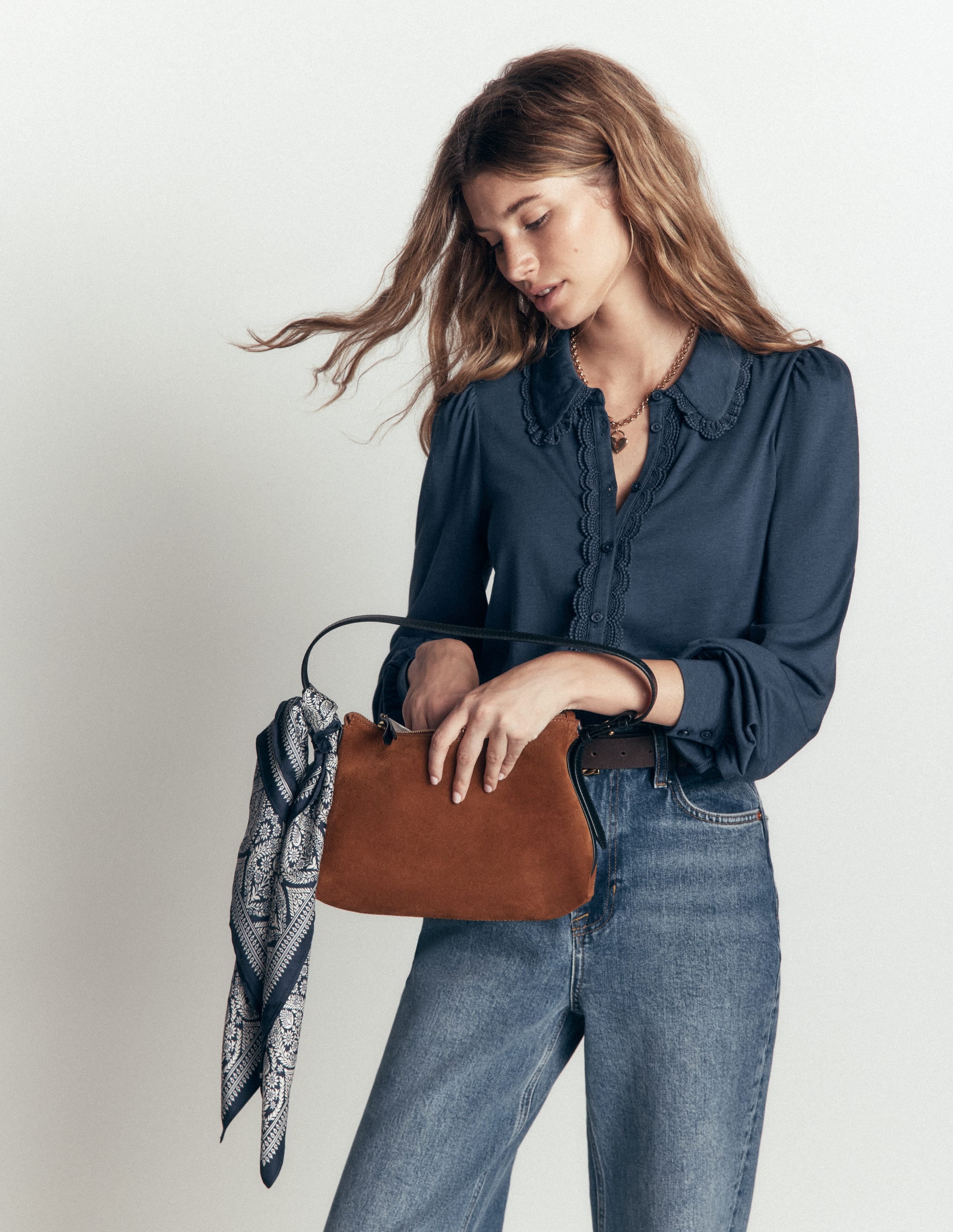 Lace Frill Blouse-Moonlit Ocean - Image 6