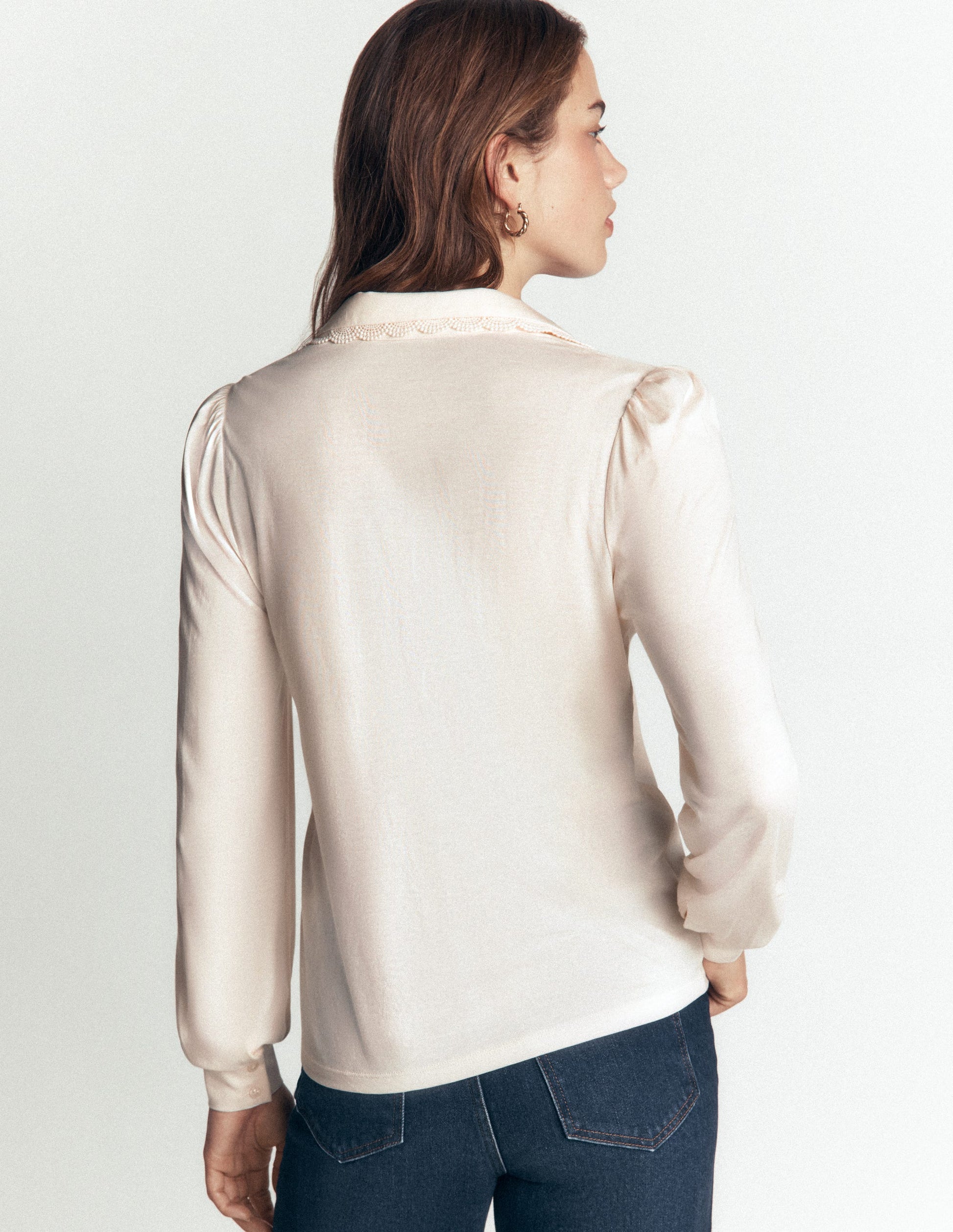 Lace Frill Blouse-Ivory-3