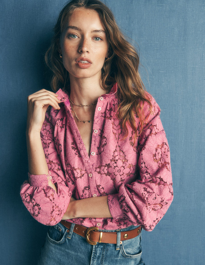 Erica Lace Top-Heather Rose