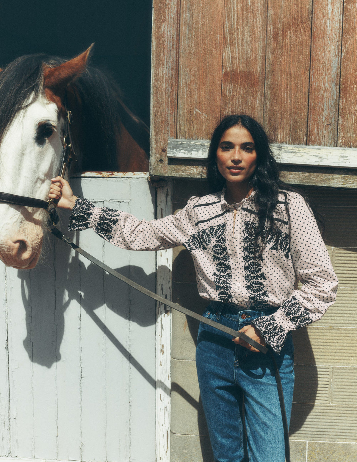 Lace Trim Beaded Cotton Top-Almond Milk, Regular Spot - Image 5