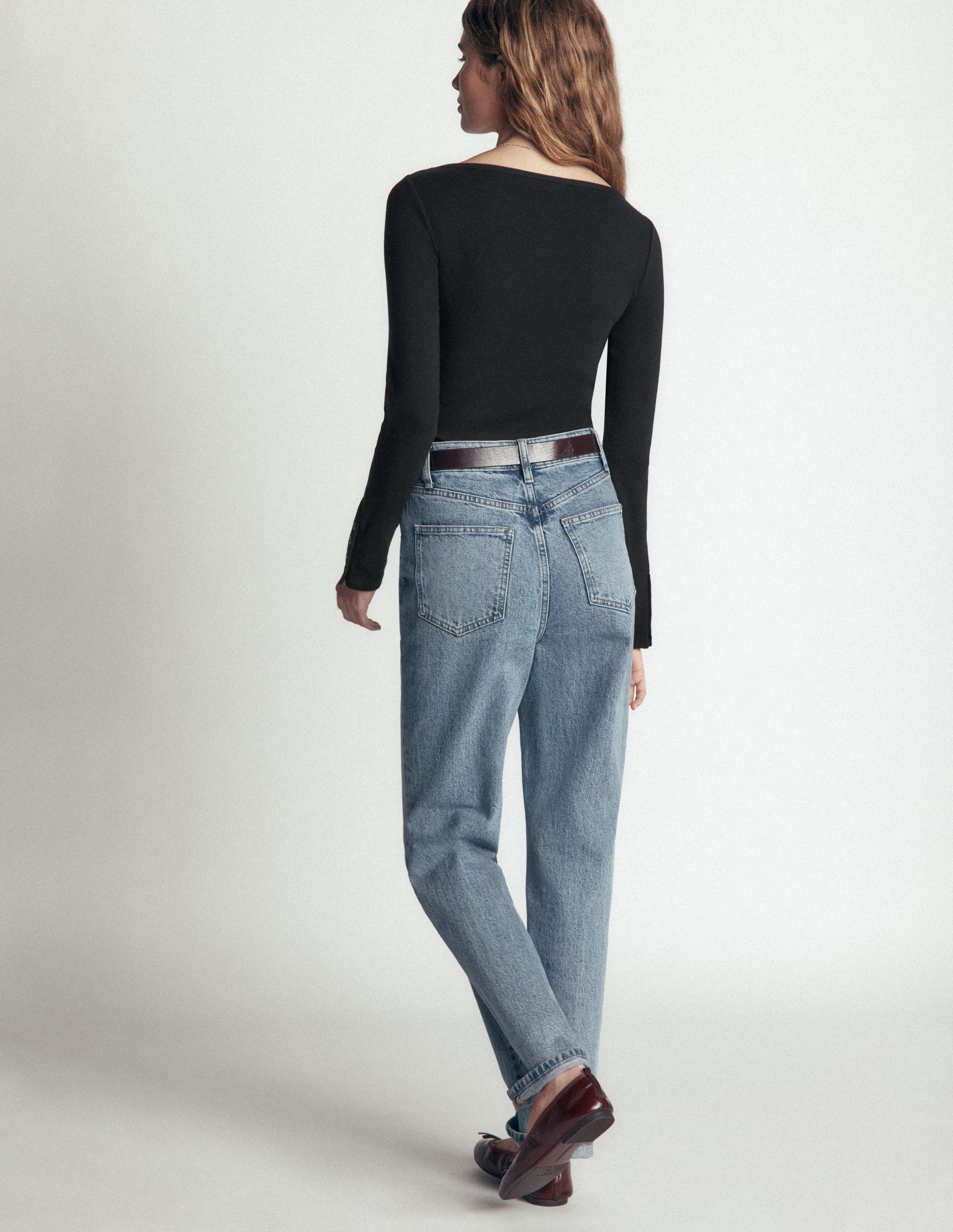 Button Cuff Ribbed Boatneck-Black-3