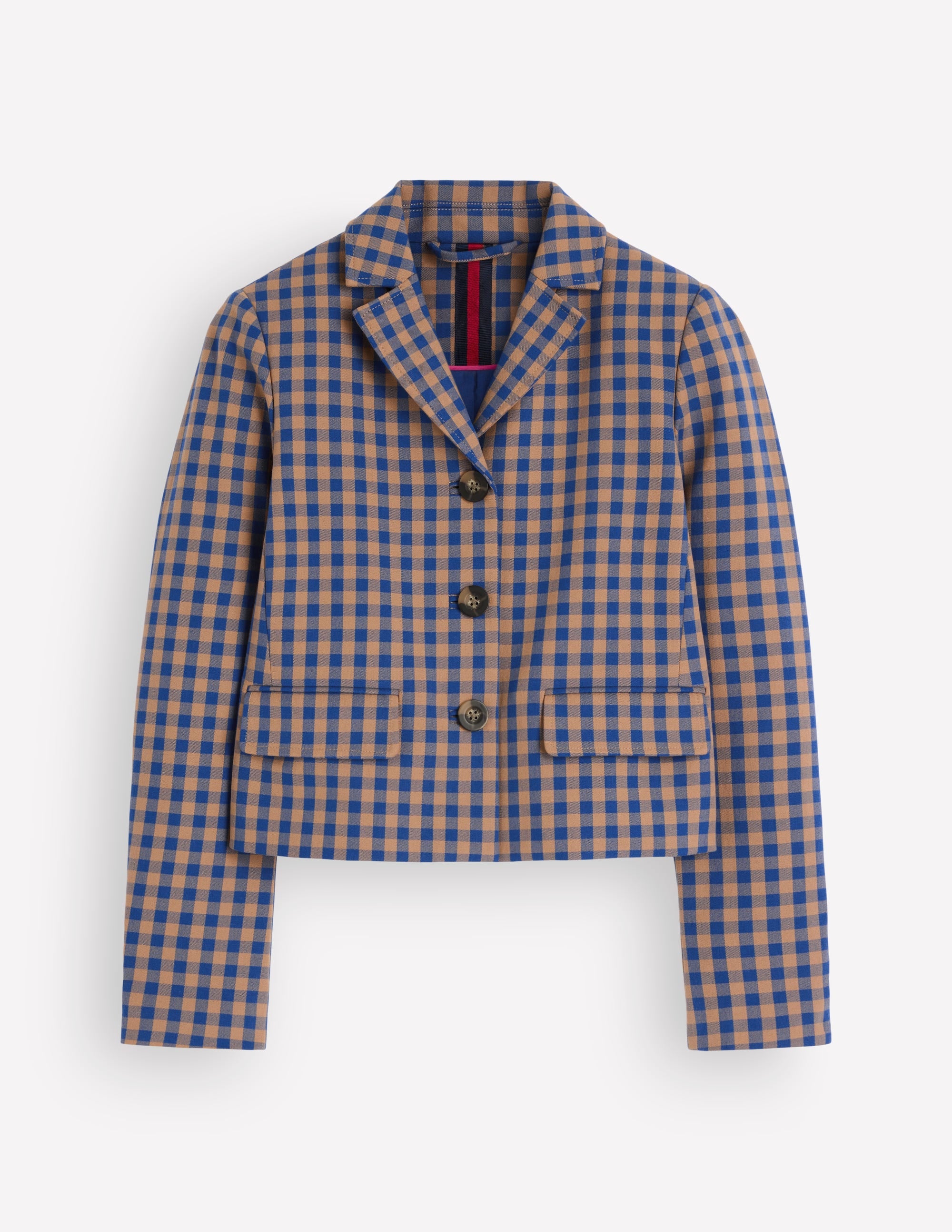 Dartmouth Cotton Blazer-Camel, Blue Gingham - Image 7
