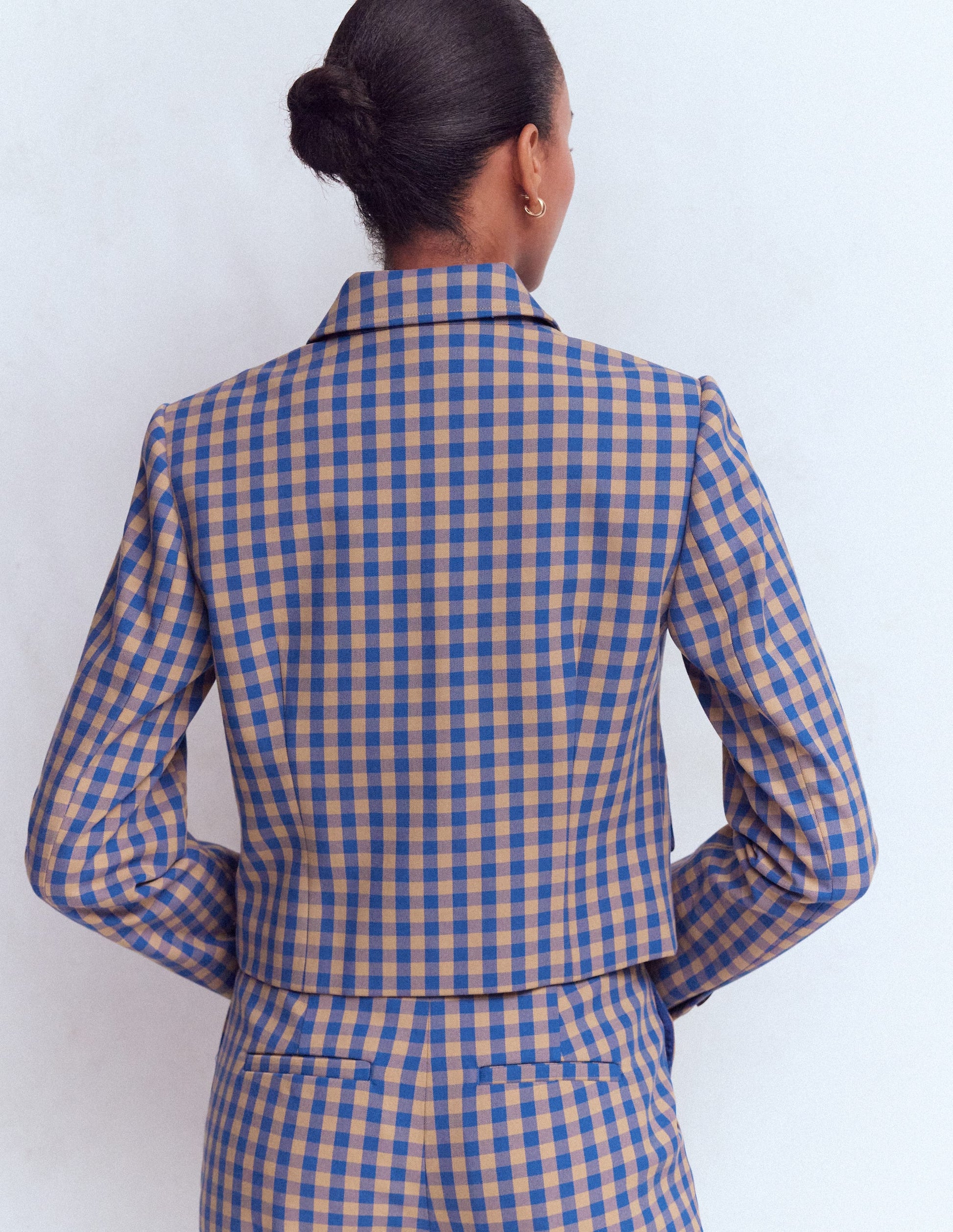 Dartmouth Cotton Blazer-Camel, Blue Gingham-3