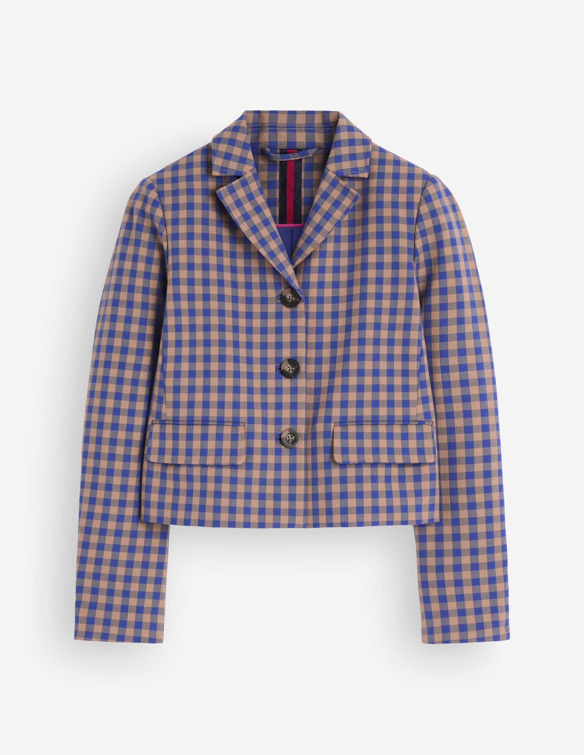 Dartmouth Cotton Blazer-Camel, Blue Gingham - Image 7