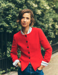 Collarless Tailored Blazer-Poppy Red