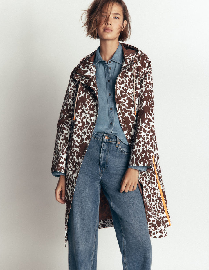 Longline Raincoat-Cow Fields