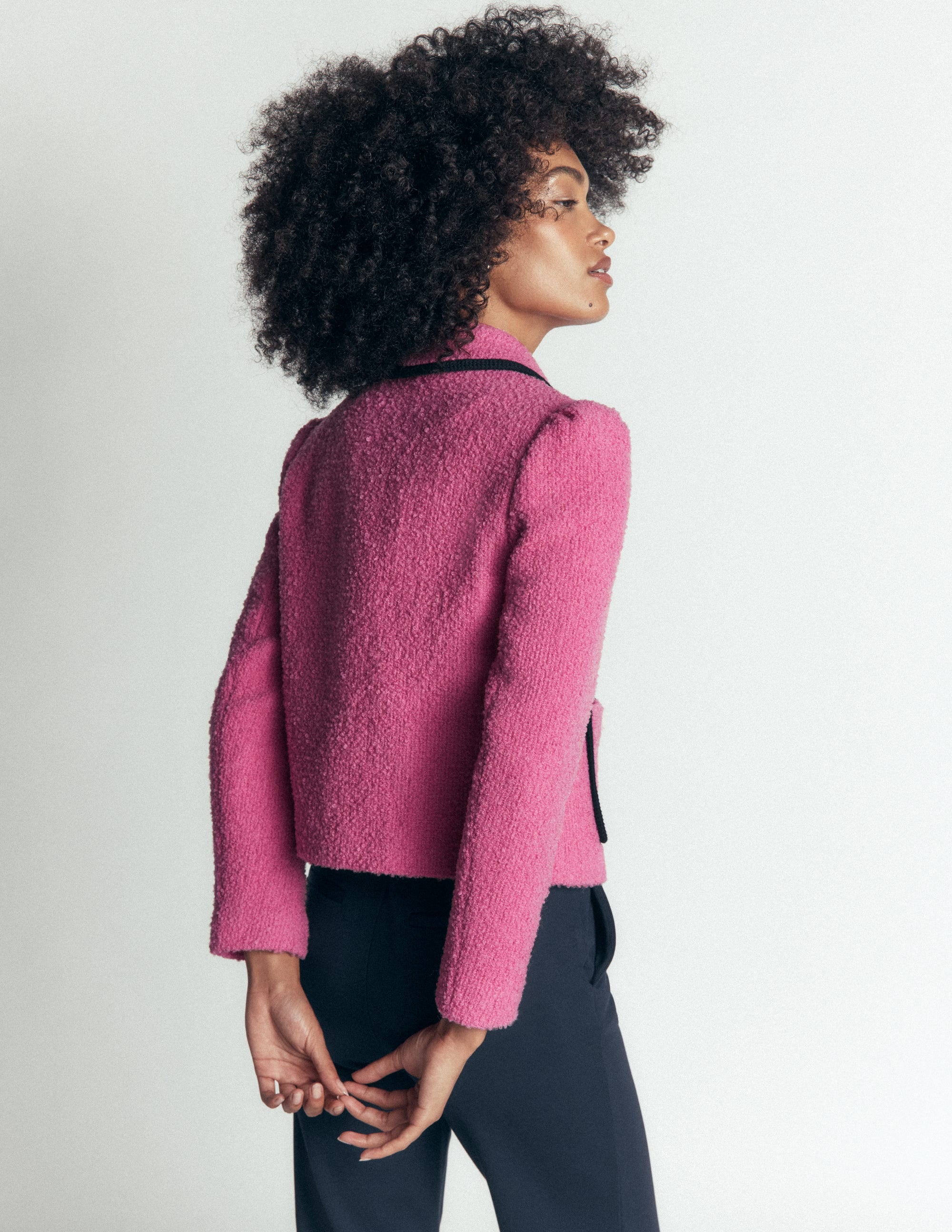 Branscombe Wool Bow Jacket-Pink Solid - Image 4