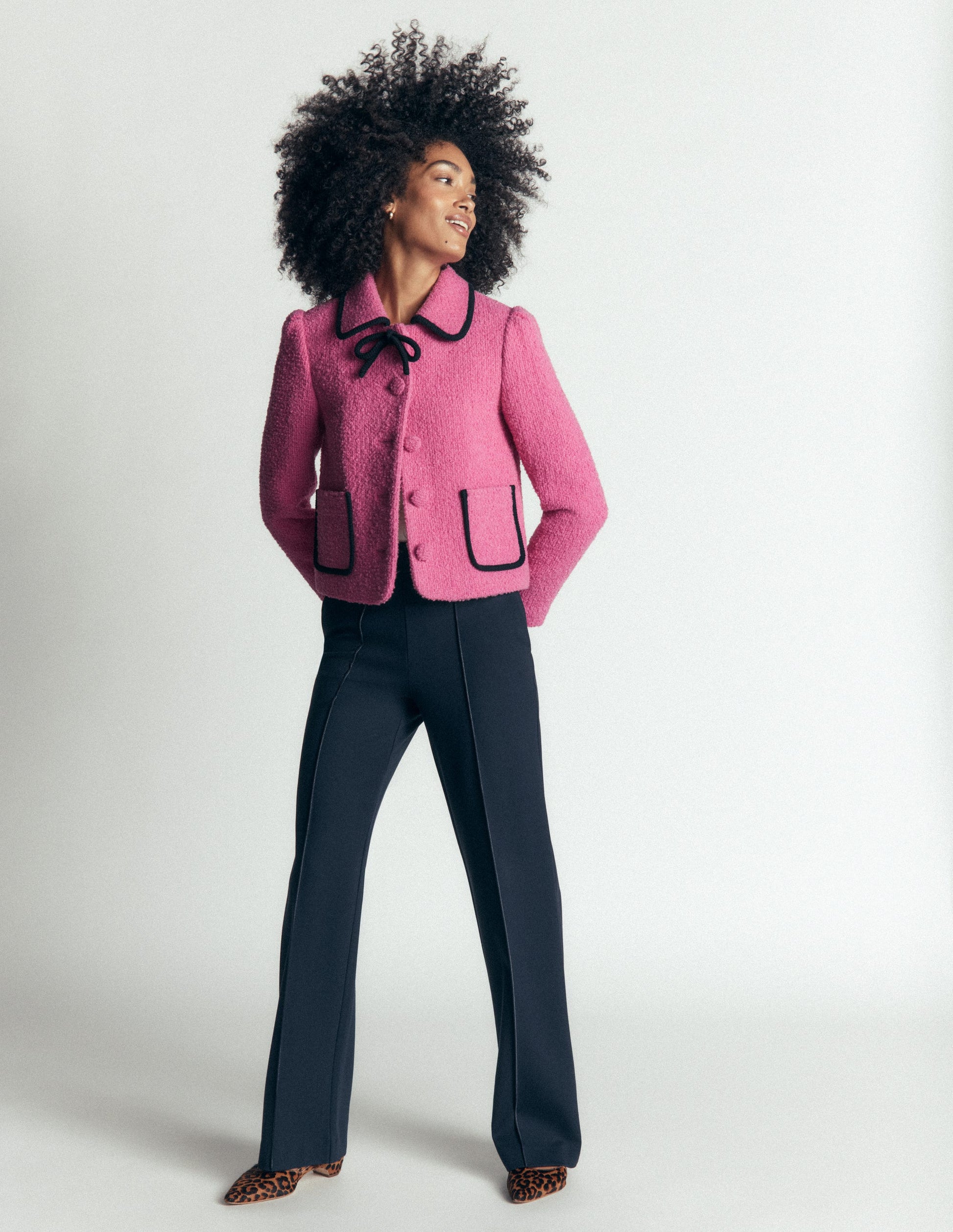 Branscombe Wool Bow Jacket-Pink Solid-5