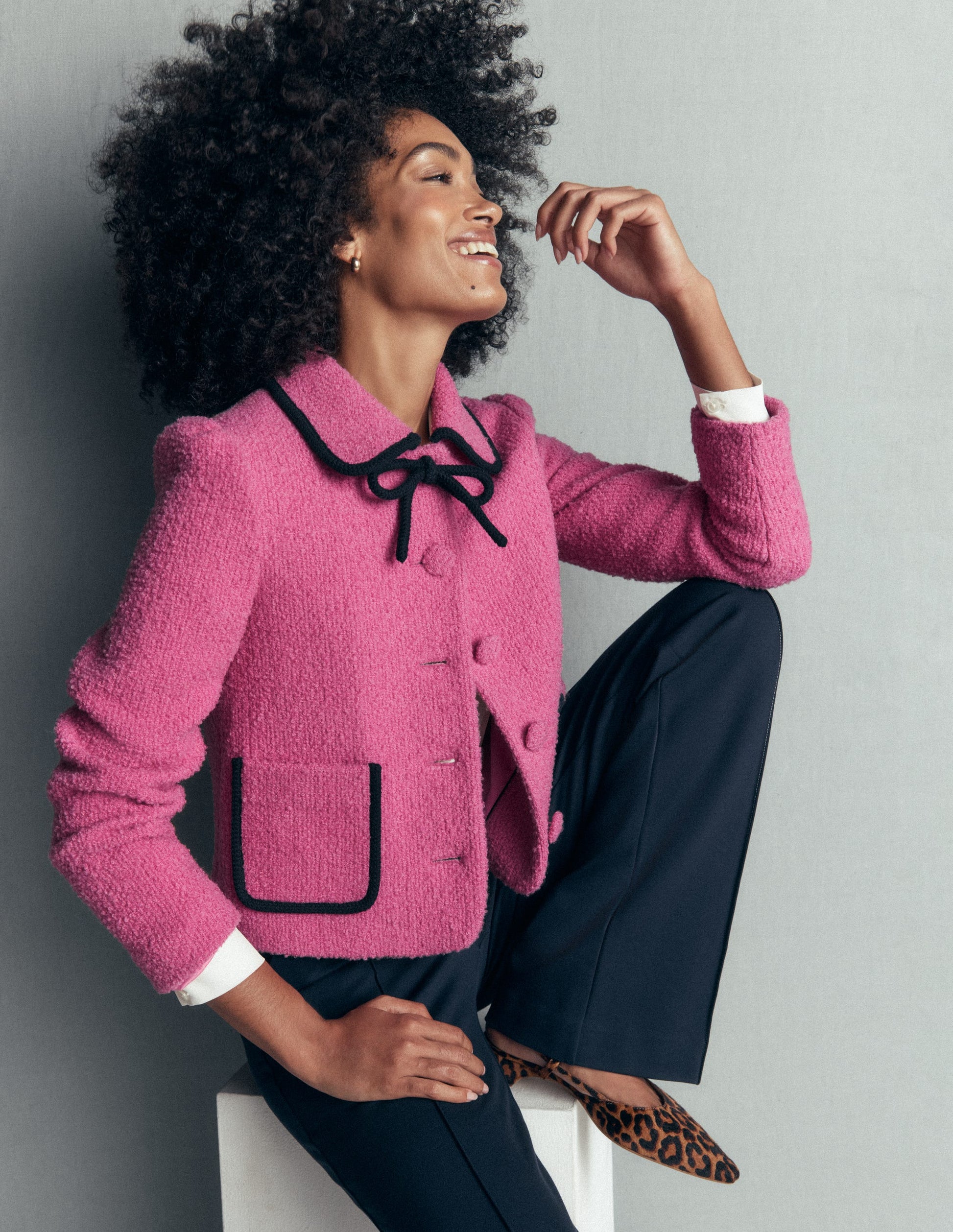 Branscombe Wool Bow Jacket-Pink Solid-6