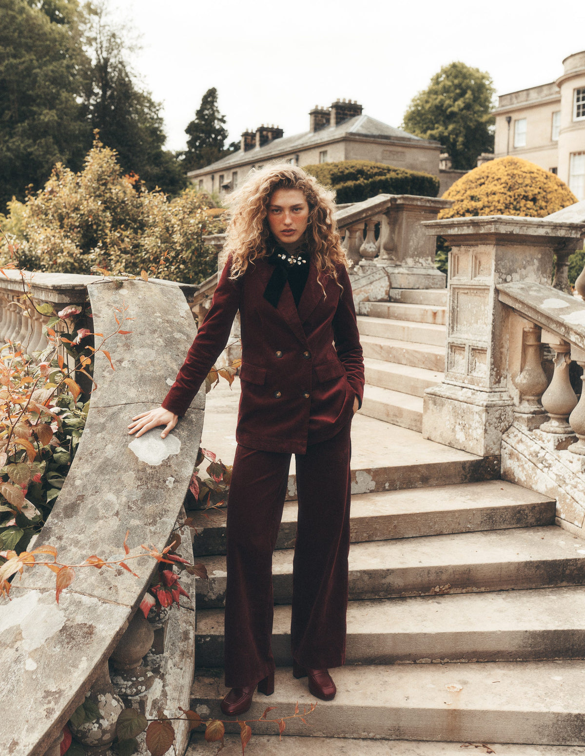 Keswick Cord Blazer-Dark Crimson - Image 8