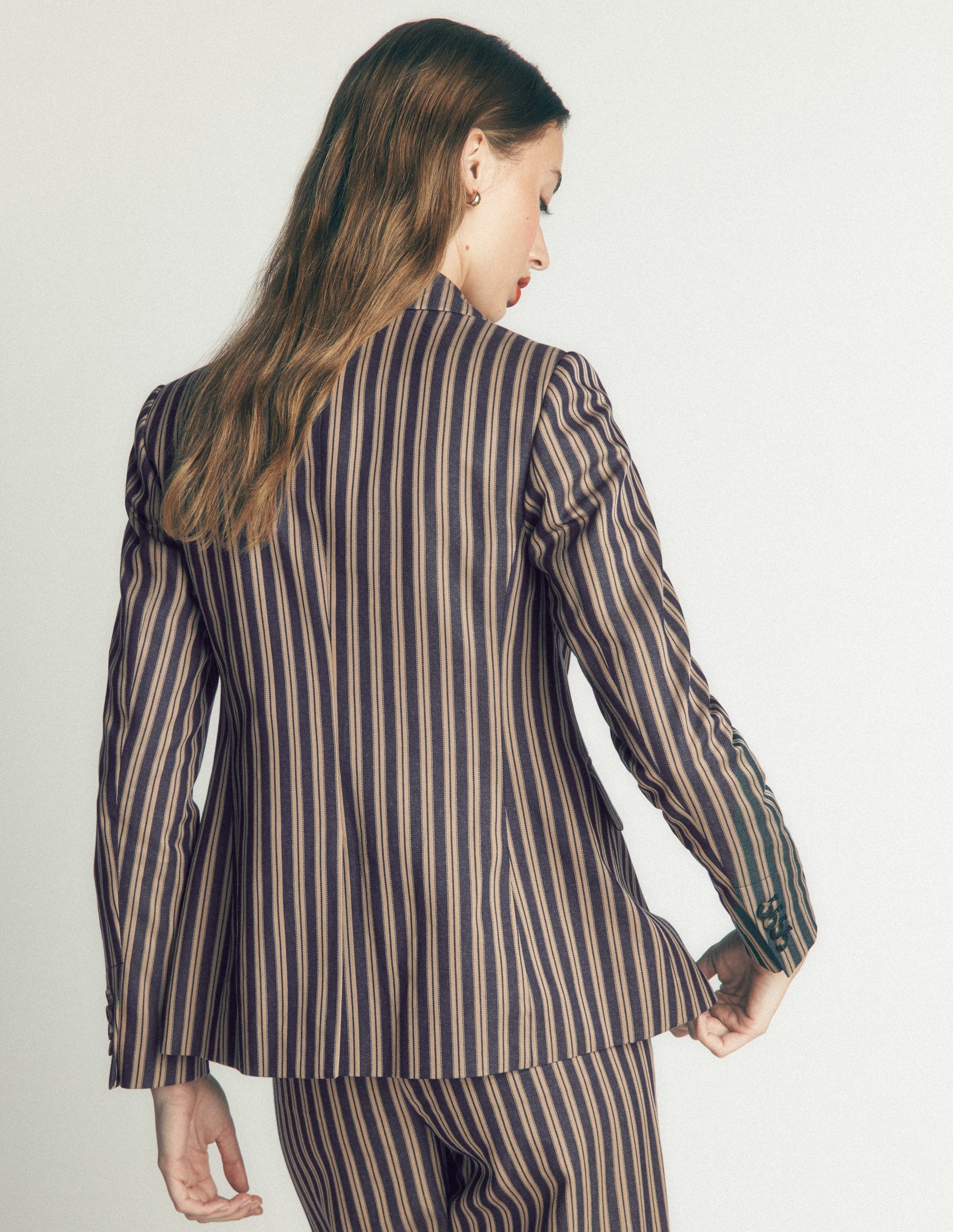 Stamford Tailored Blazer-Navy, Camel Tram Stripe-5