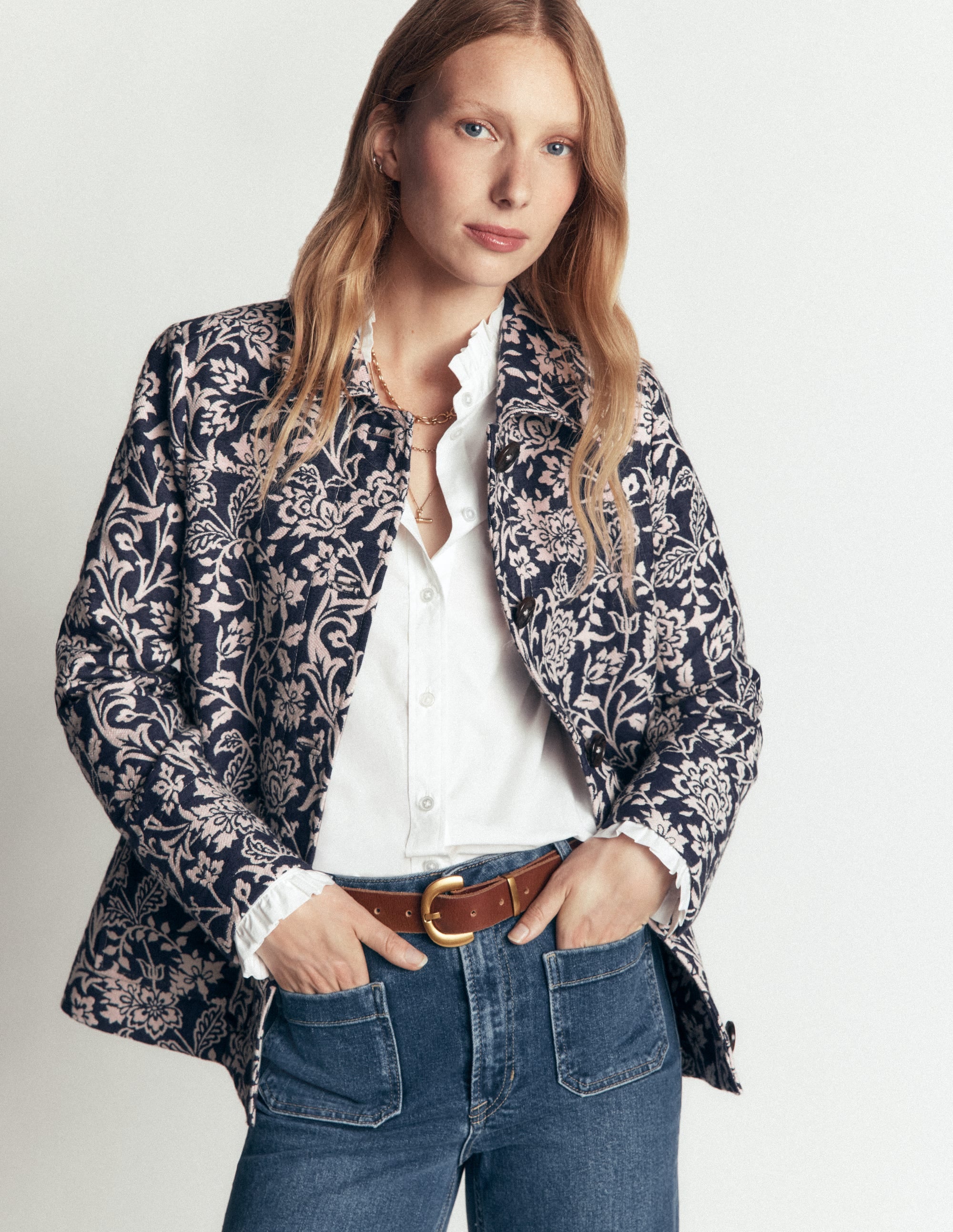 Fife Jacquard Chore Jacket-Navy - Image 4
