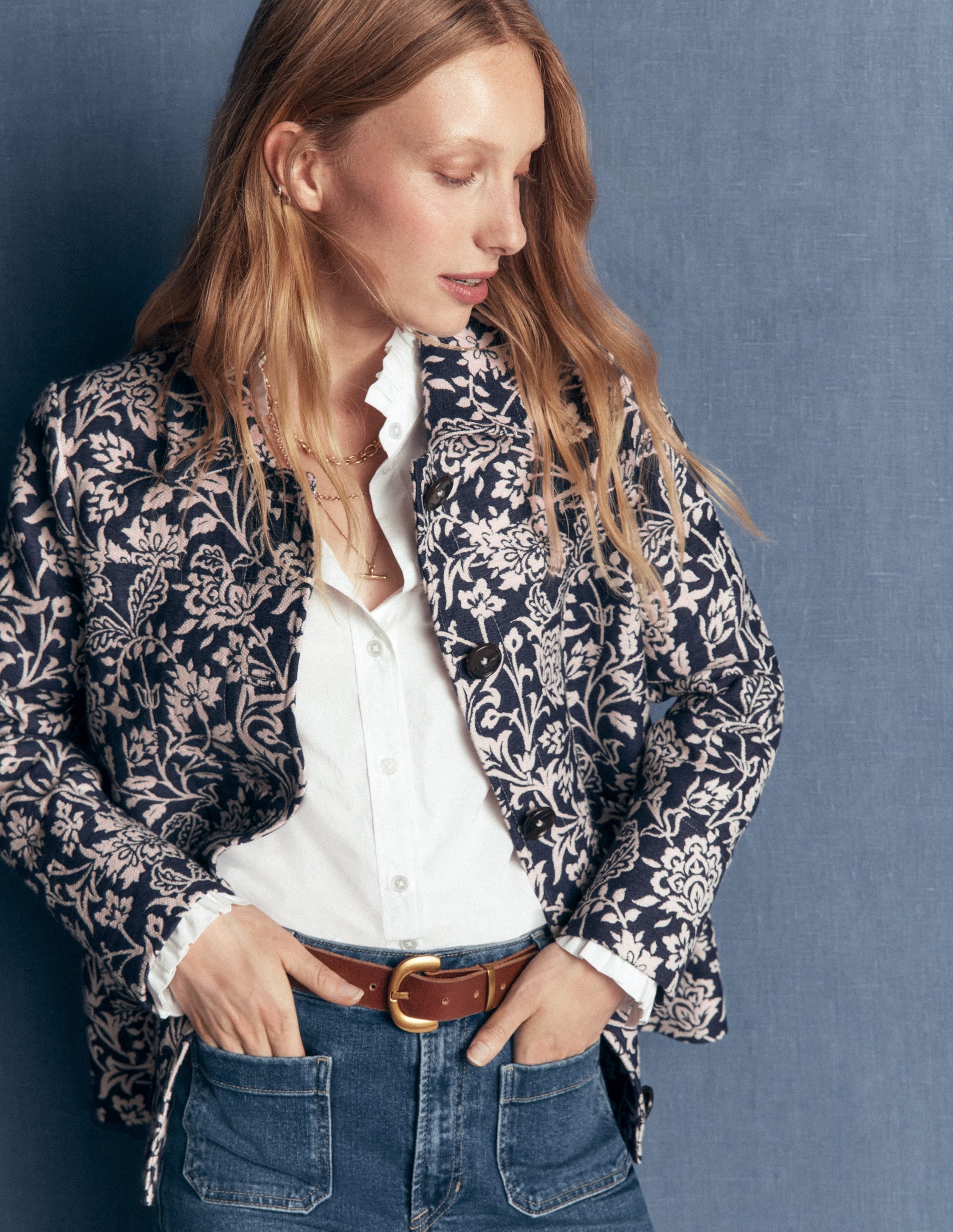 Fife Jacquard Chore Jacket-Navy - Image 2