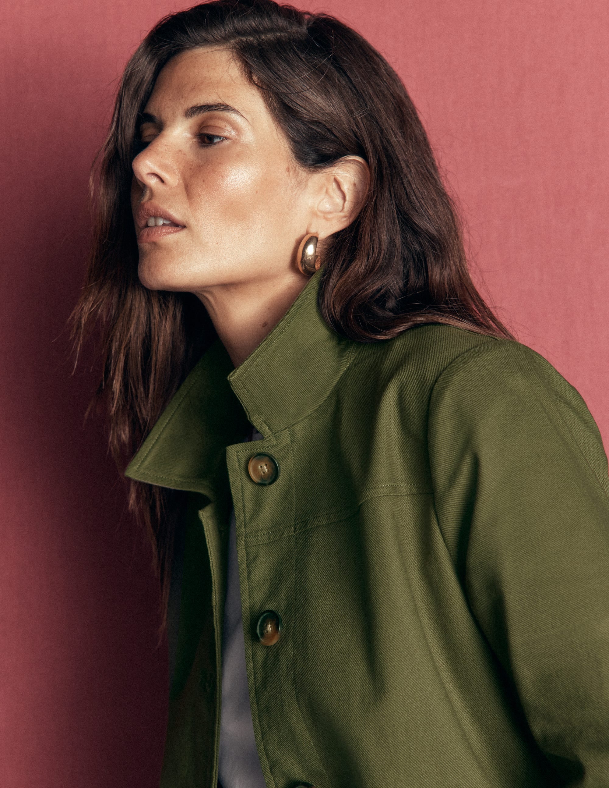 Fife Cotton Chore Jacket-Khaki Embellished - Image 2