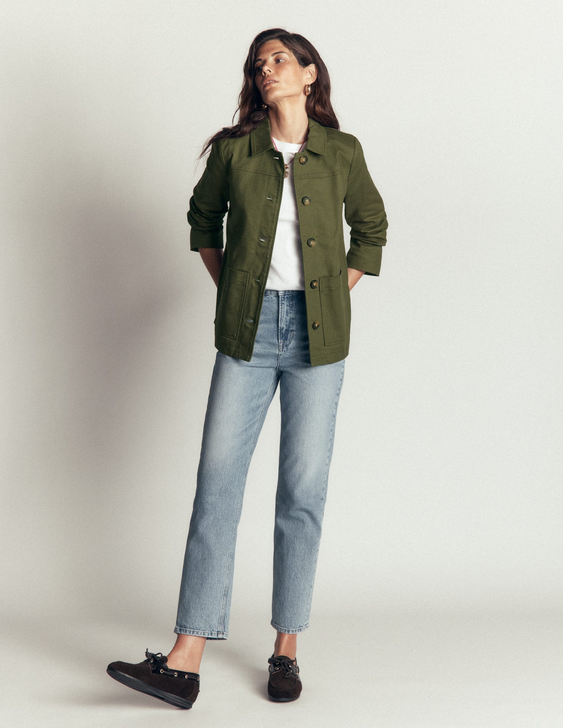 Fife Cotton Chore Jacket-Khaki Embellished-6