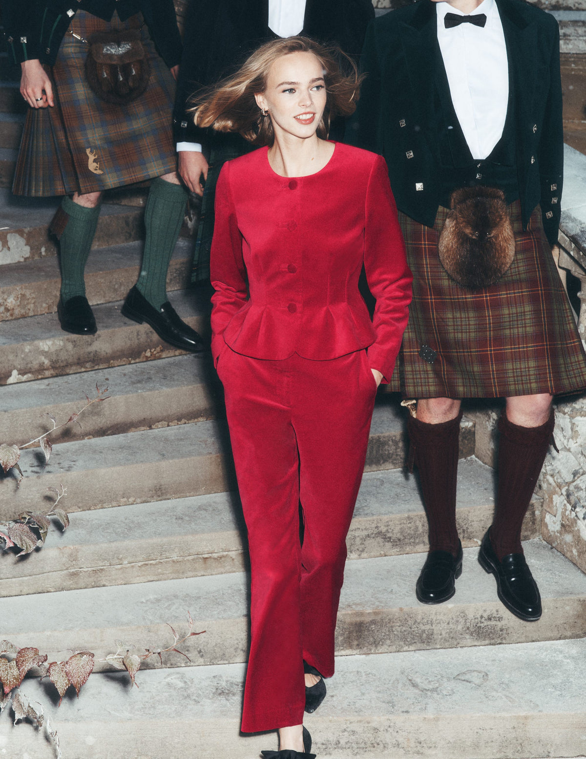 Velvet Waisted Jacket-Savvy Red - Image 1
