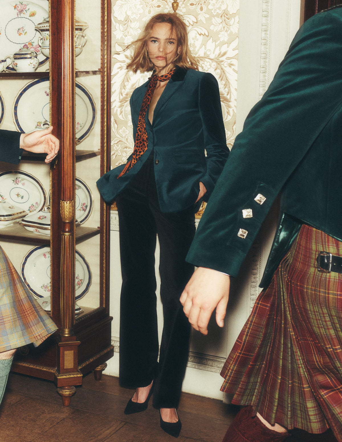 Longline Velvet Button Blazer-Teal Ocean-7