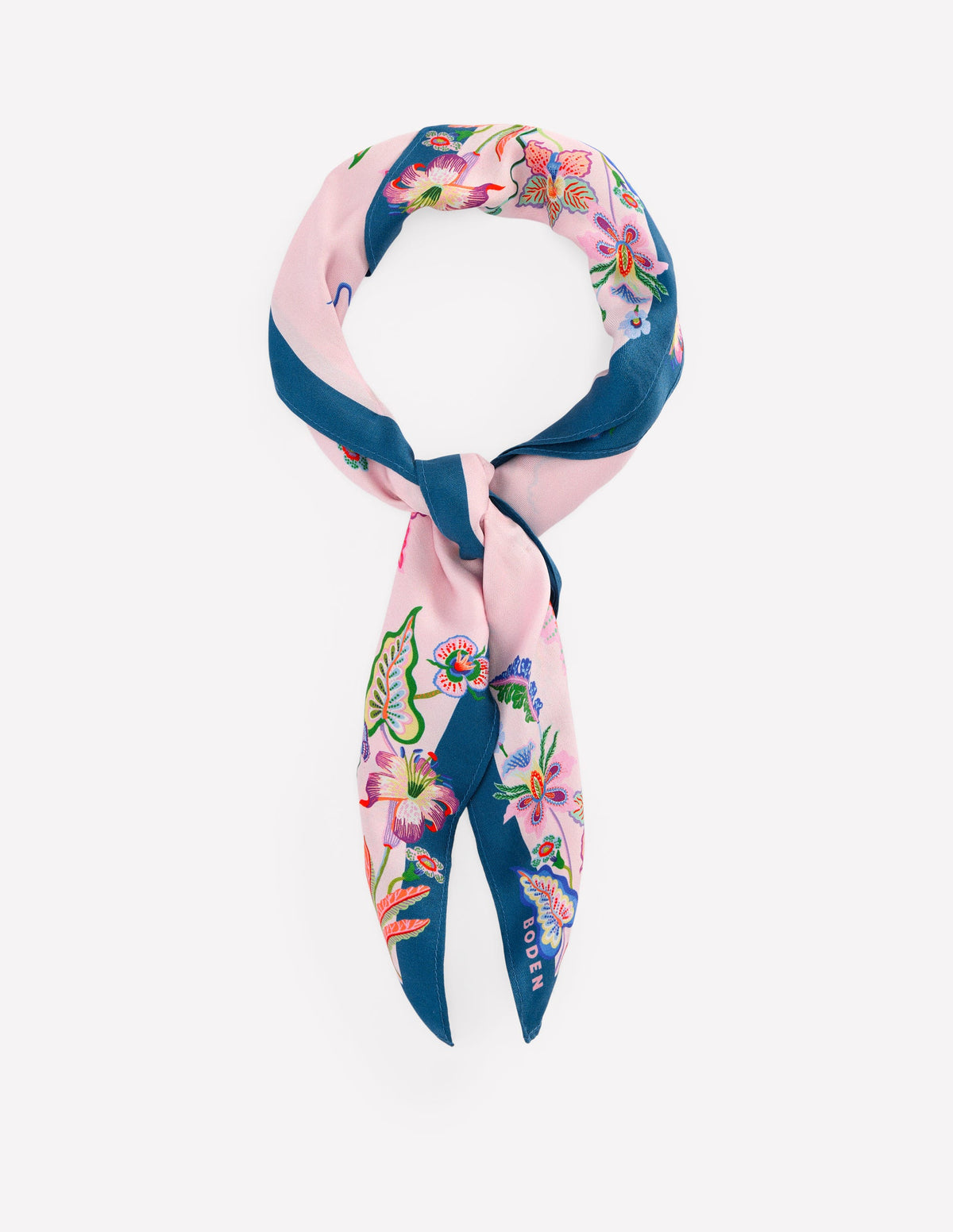 Elisabeth Silk Square Scarf-Tourmaline Blue, Orchid Canopy - Image 2