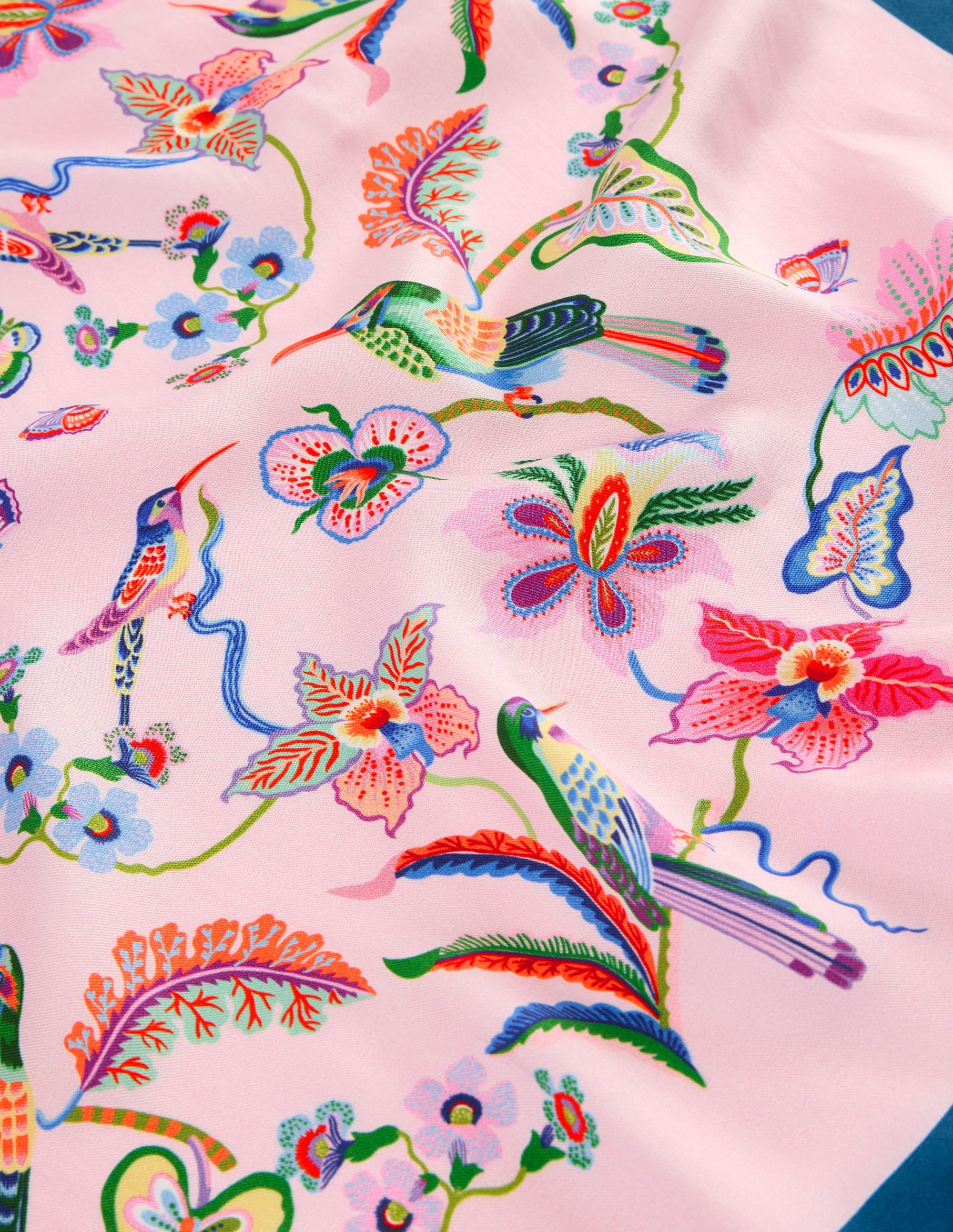 Elisabeth Silk Square Scarf-Tourmaline Blue, Orchid Canopy - Image 3