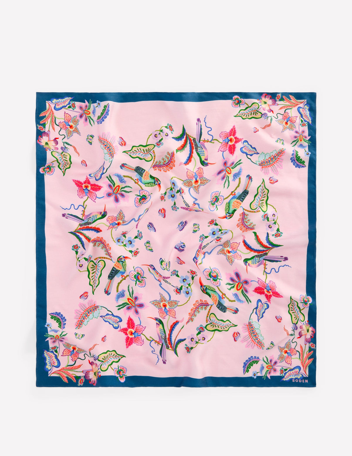 Elisabeth Silk Square Scarf-Tourmaline Blue, Orchid Canopy - Image 4